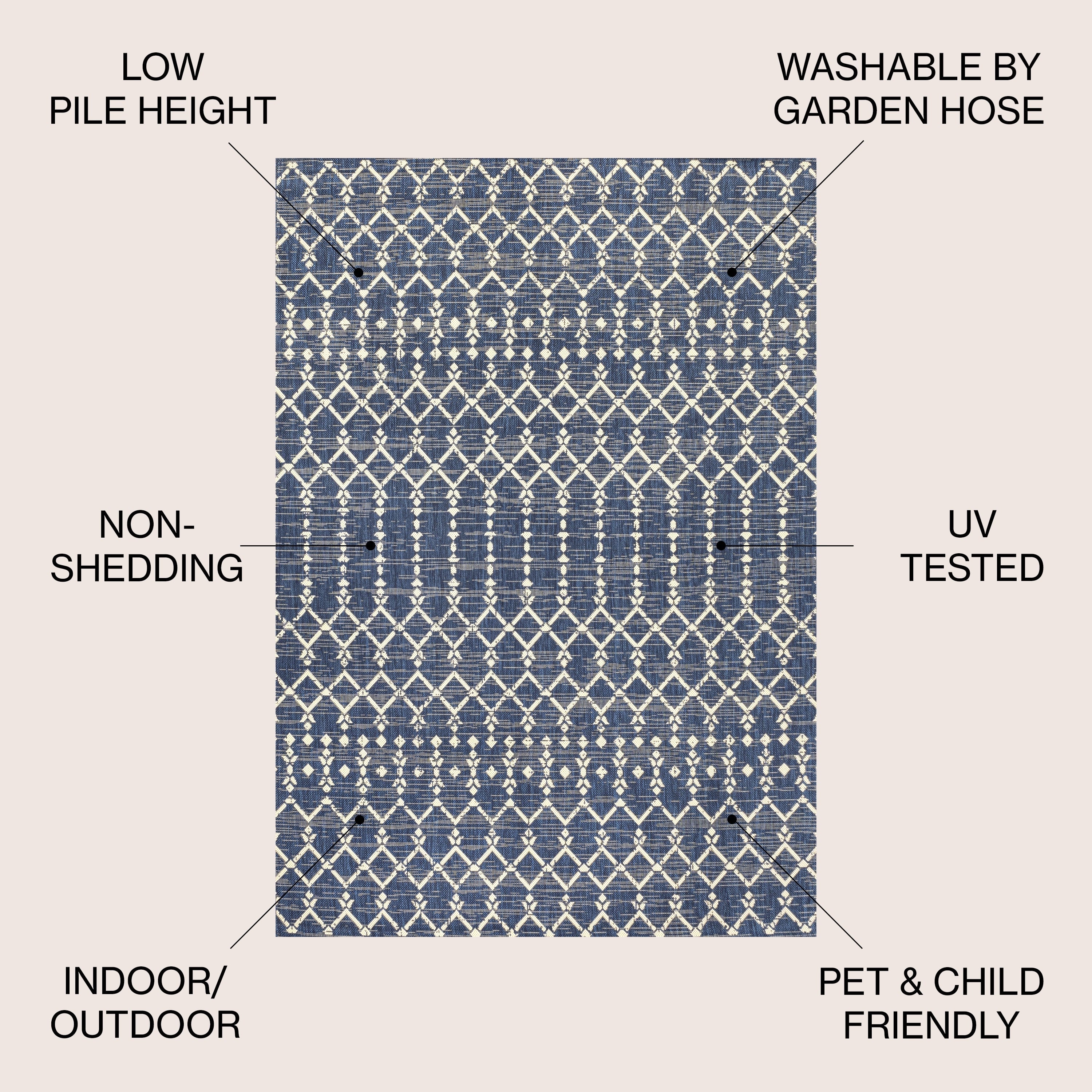 Tapis d'intérieur/extérieur à tissage géométrique marocain JONATHAN Y Trebol