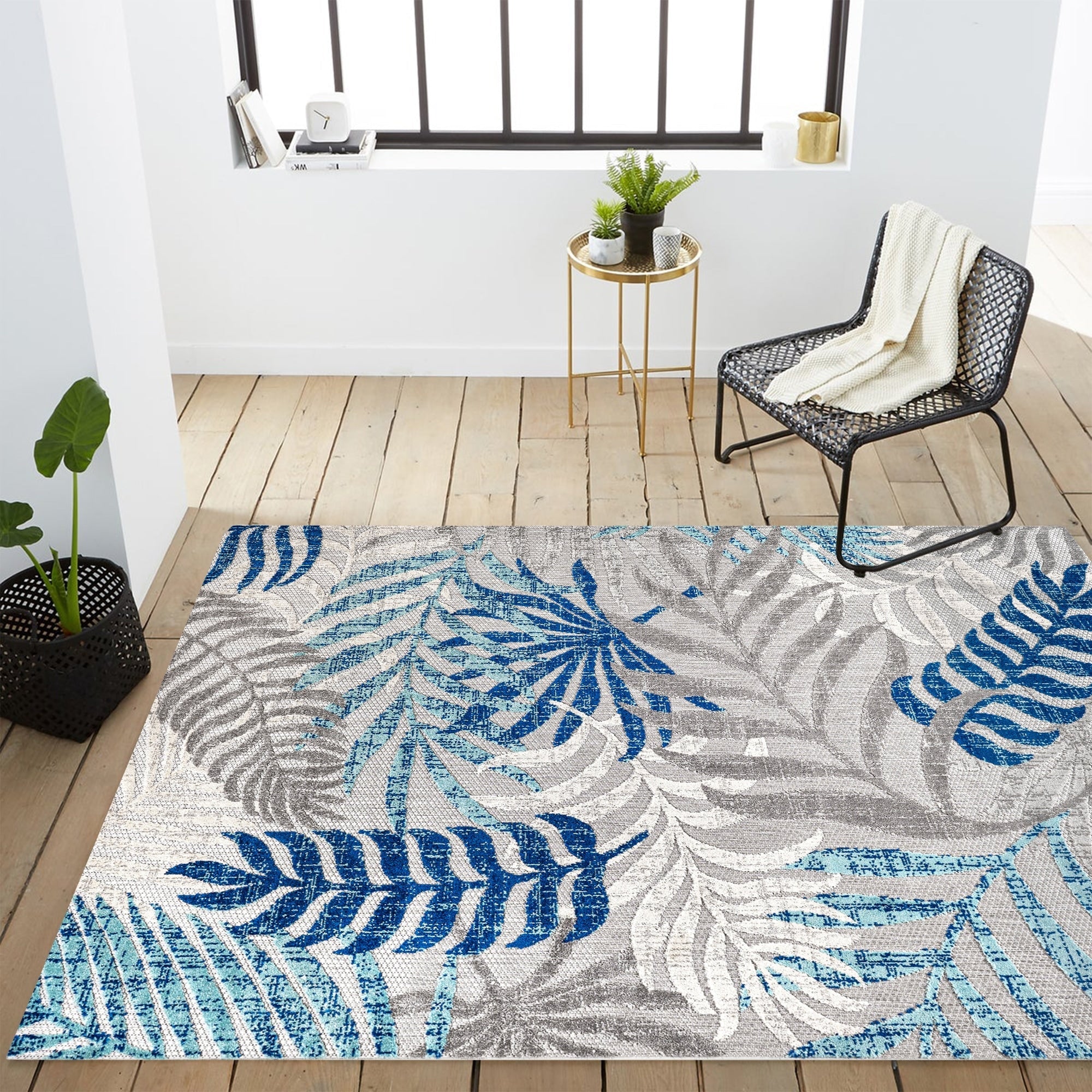 Tapis d'intérieur/extérieur à feuilles de palmier JONATHAN Y Aydin