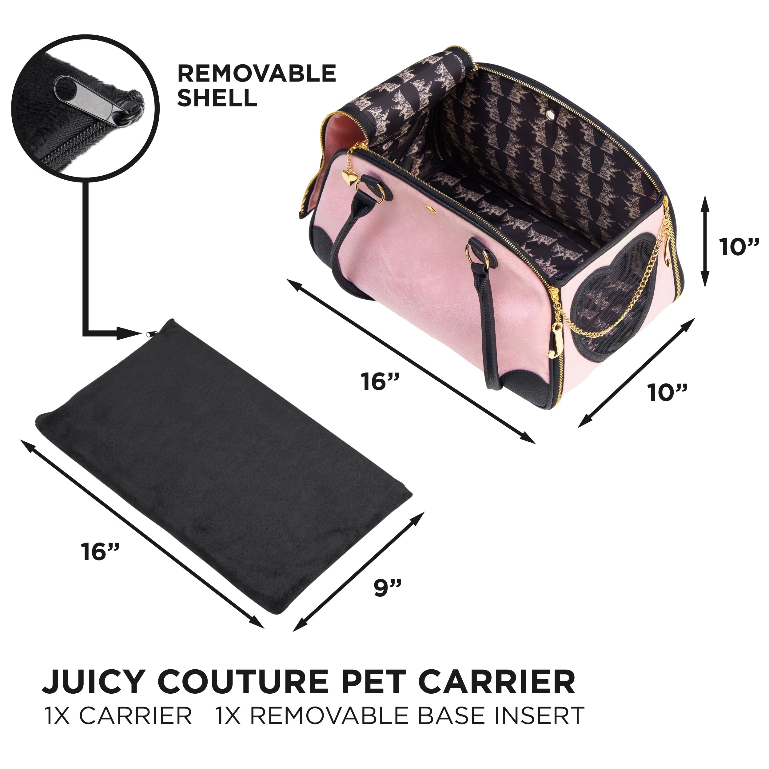 Sac de transport pour animaux de compagnie Juicy Couture Give Me Treats - Sac de voyage élégant