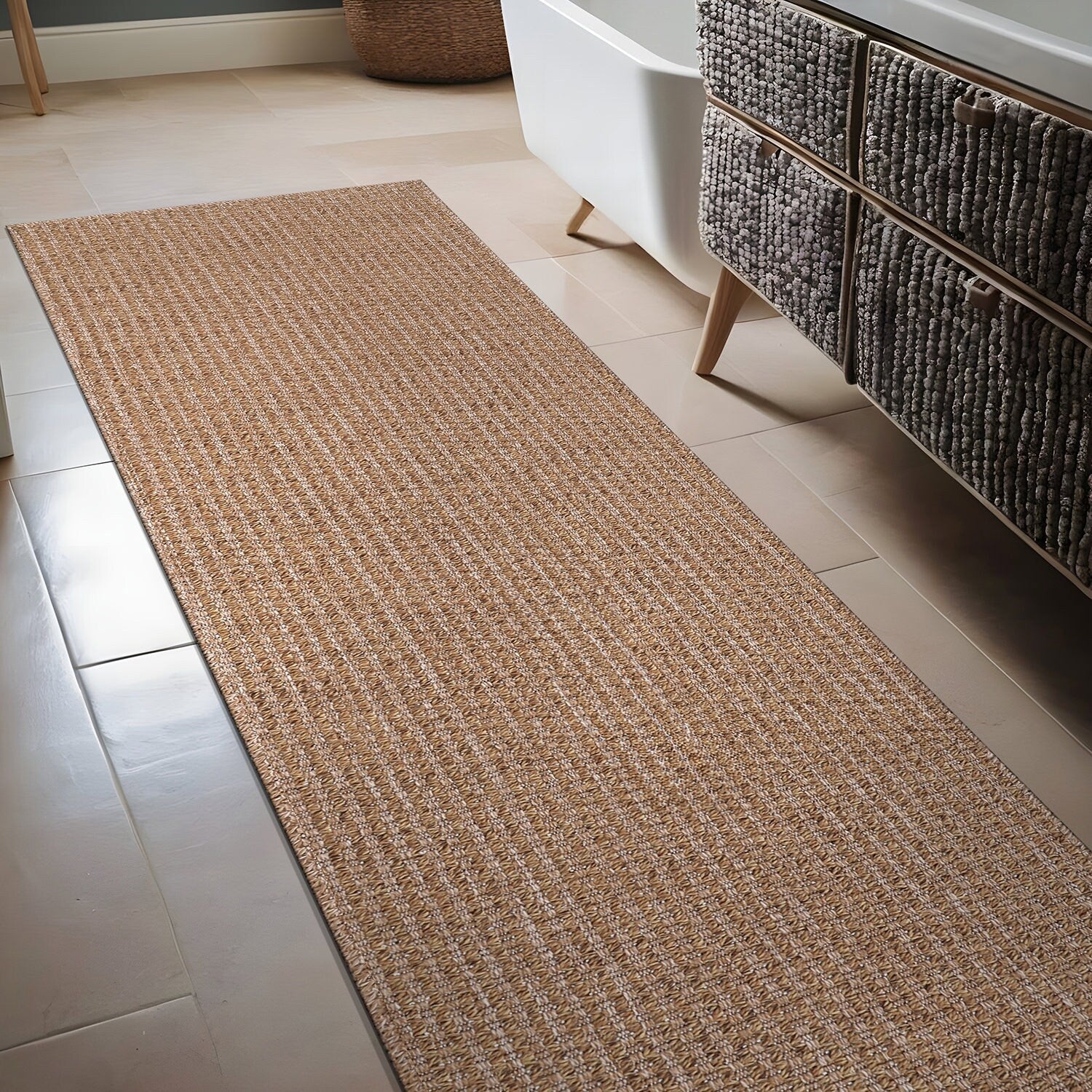 Tapis Beverly Rug en jute facile à nettoyer et ne perd pas ses poils