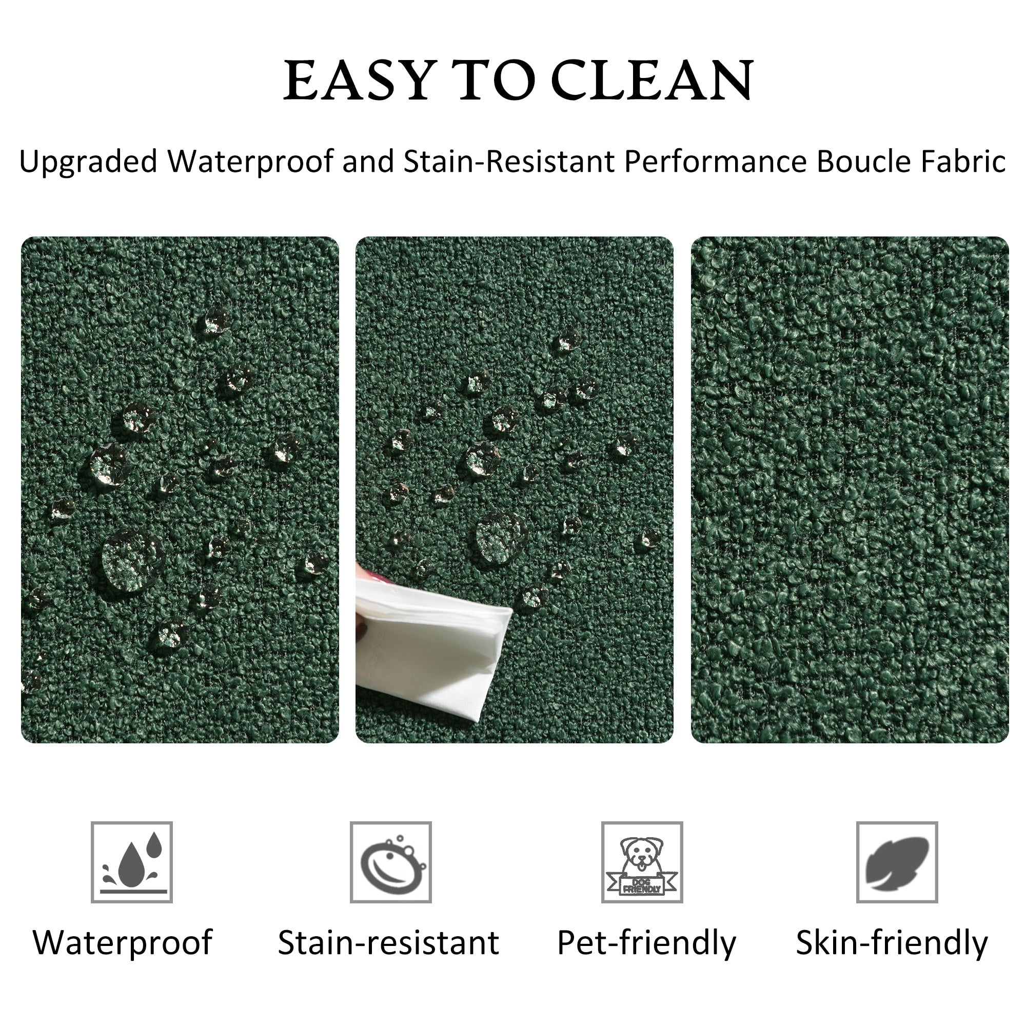 Causeuse 2 places rembourrée KINWELL Boucle avec oreillers