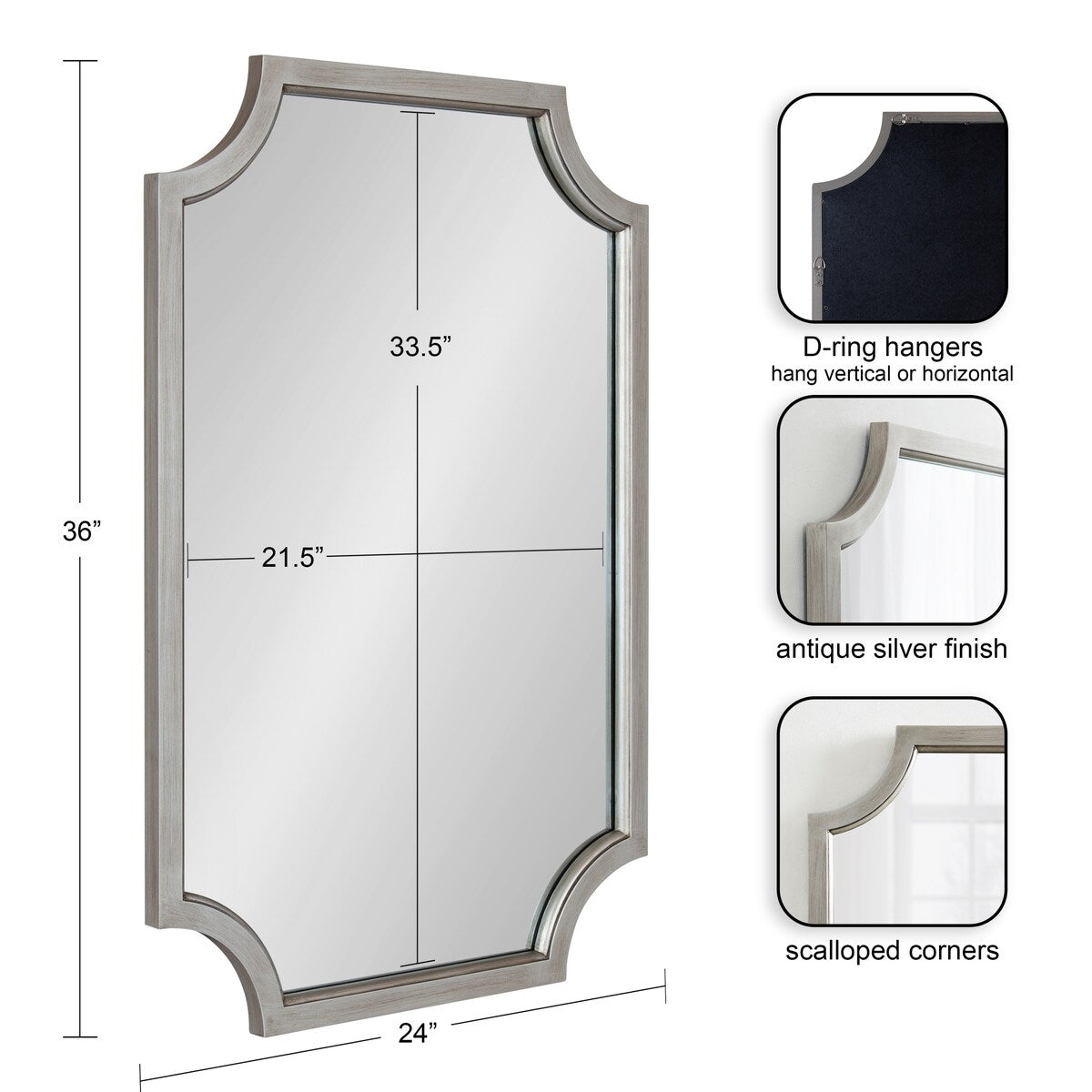 Miroir encadré en bois festonné Kate et Laurel Hogan