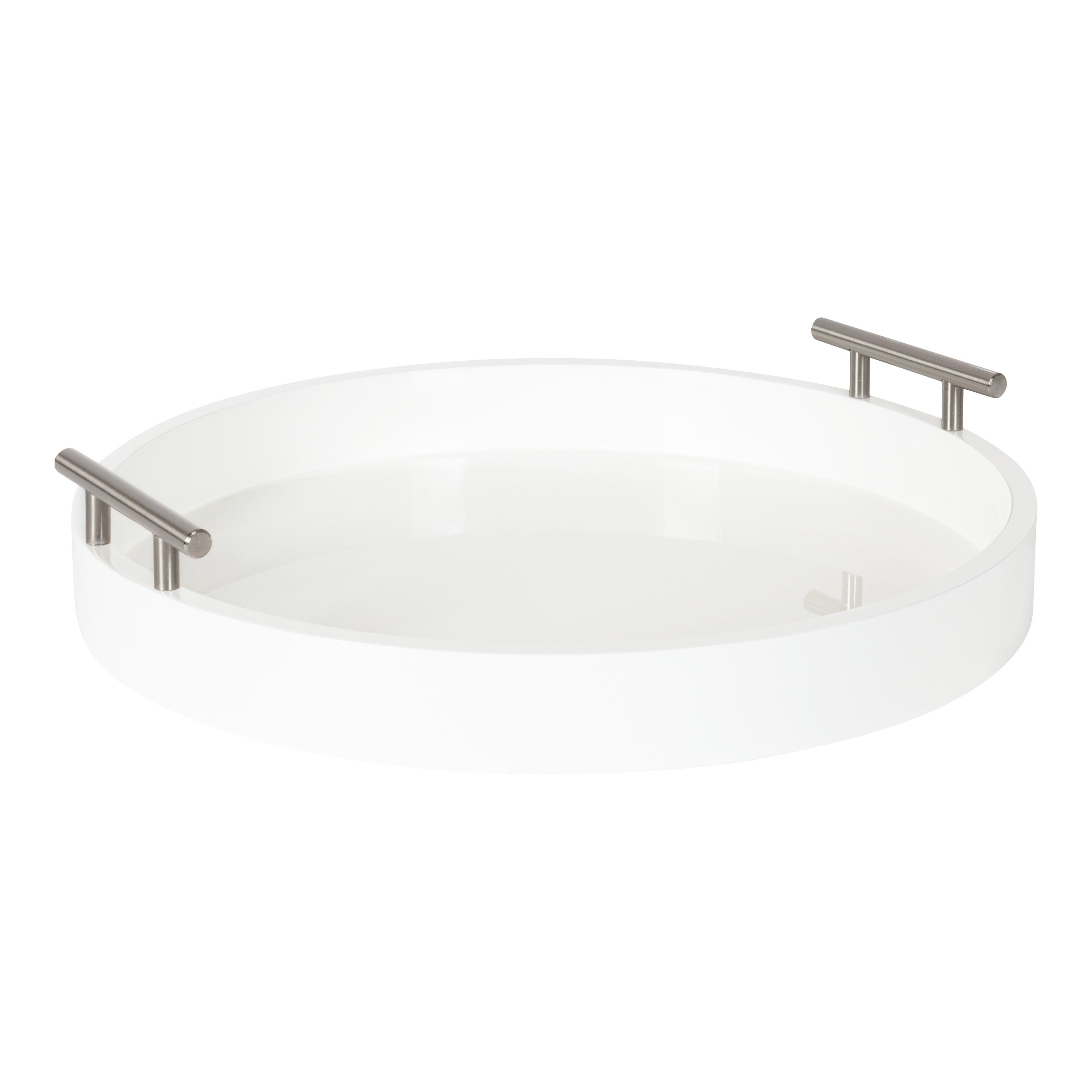 Plateau décoratif rond Kate et Laurel Lipton avec poignées en métal