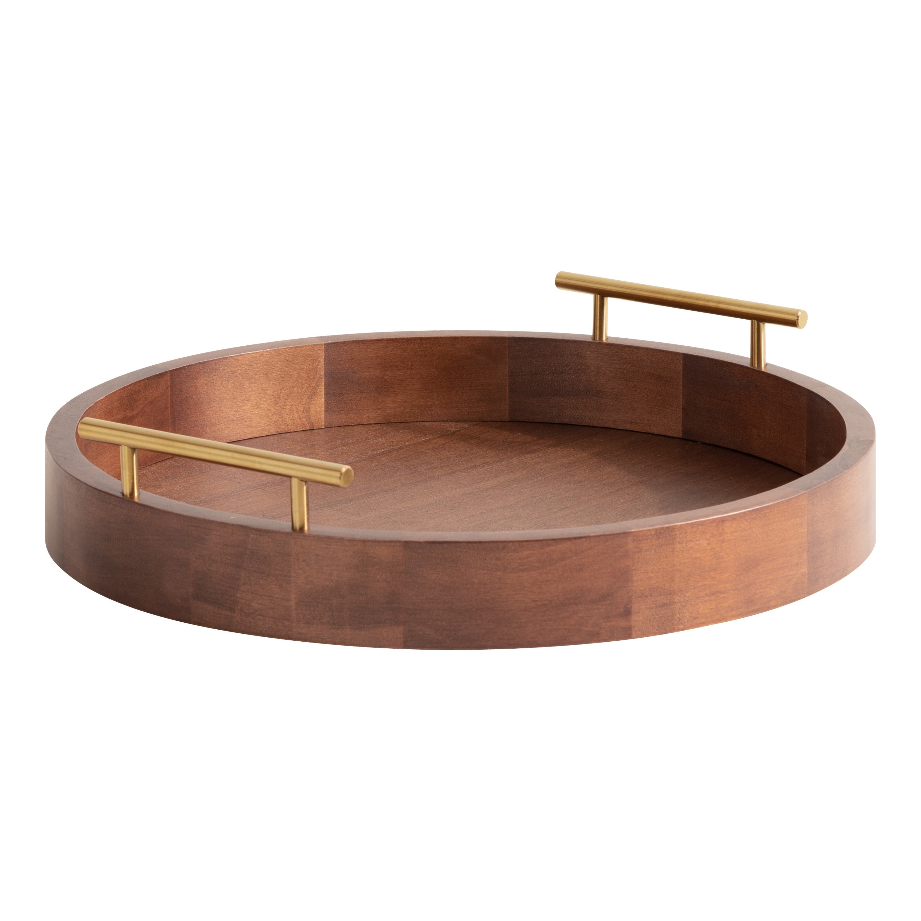 Plateau décoratif rond Kate et Laurel Lipton avec poignées en métal