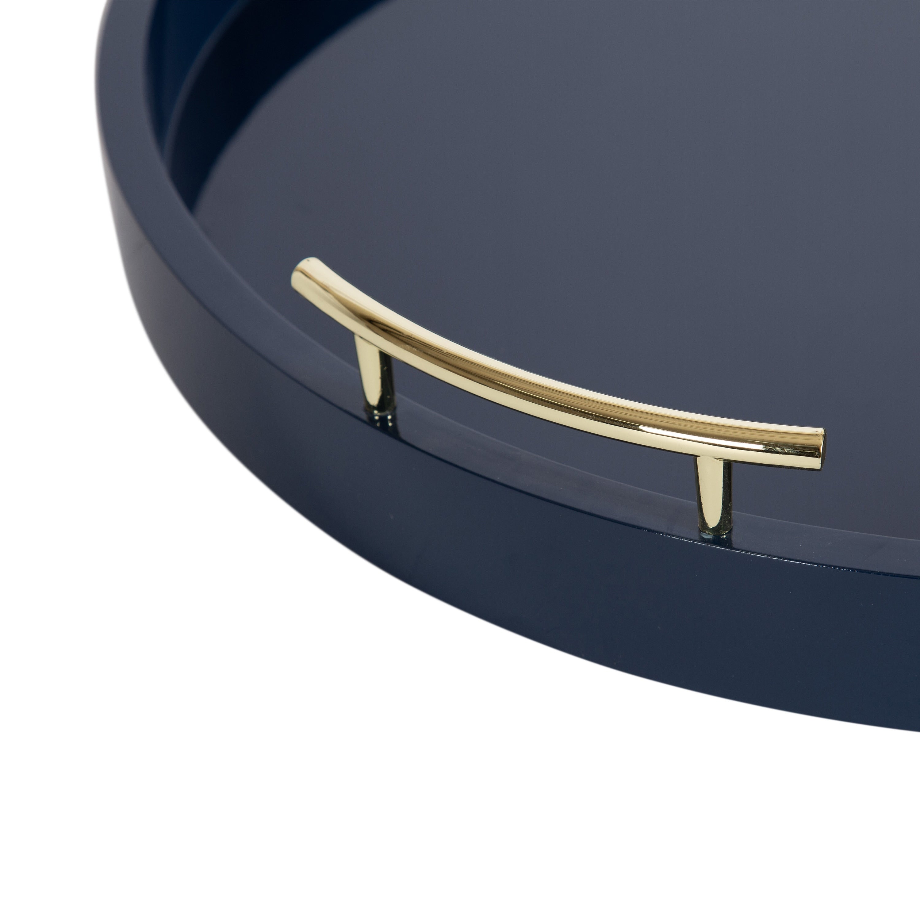 Plateau décoratif rond Kate et Laurel Lipton avec poignées en métal