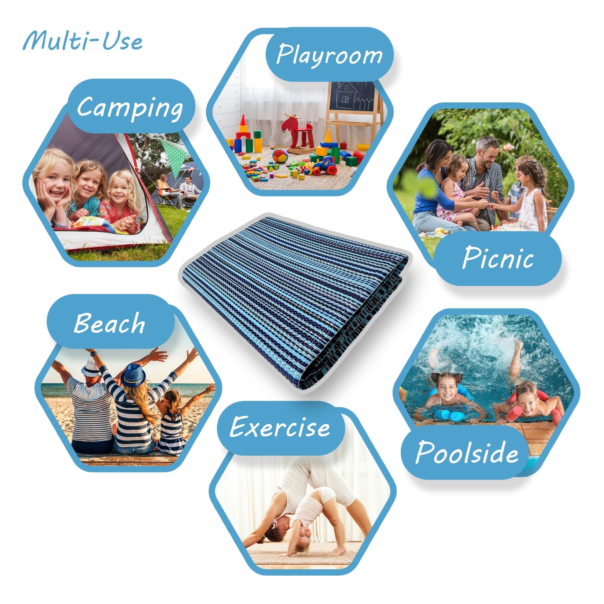 Tapis d'intérieur et d'extérieur à rayures de plage Lalune