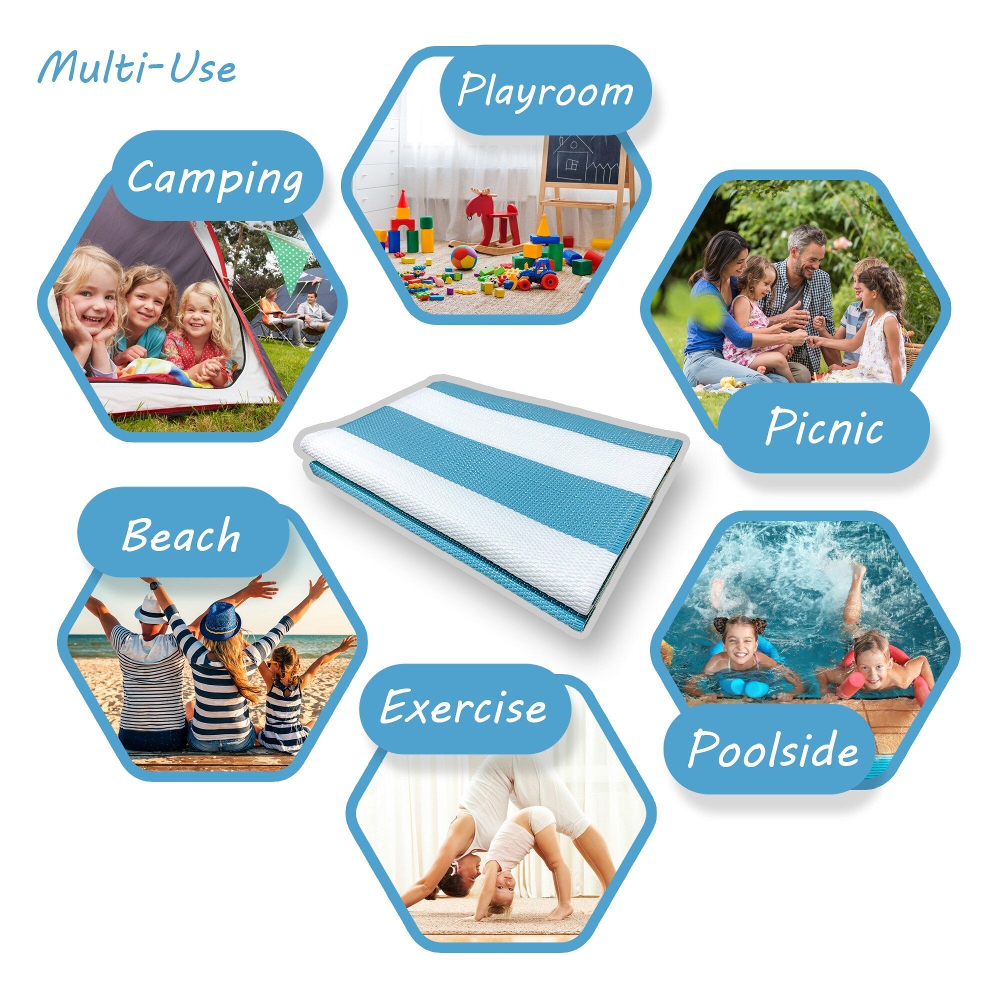 Tapis d'intérieur et d'extérieur à rayures de plage Lalune