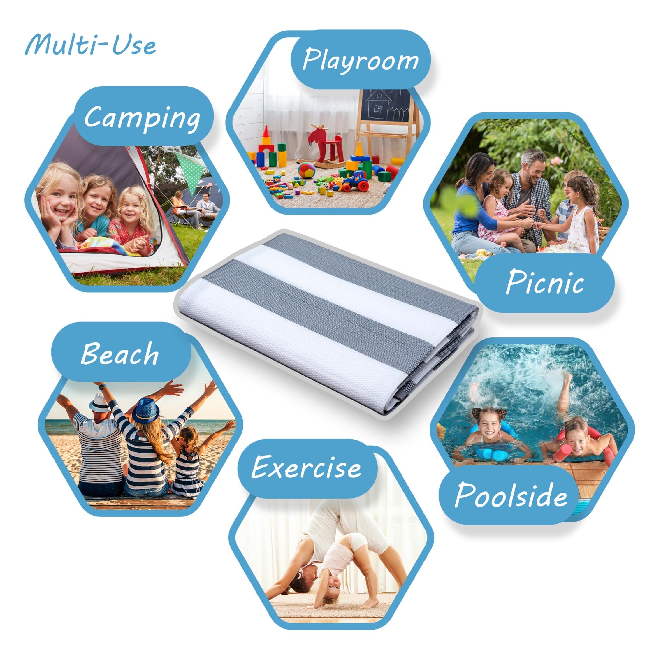 Tapis d'intérieur et d'extérieur à rayures de plage Lalune