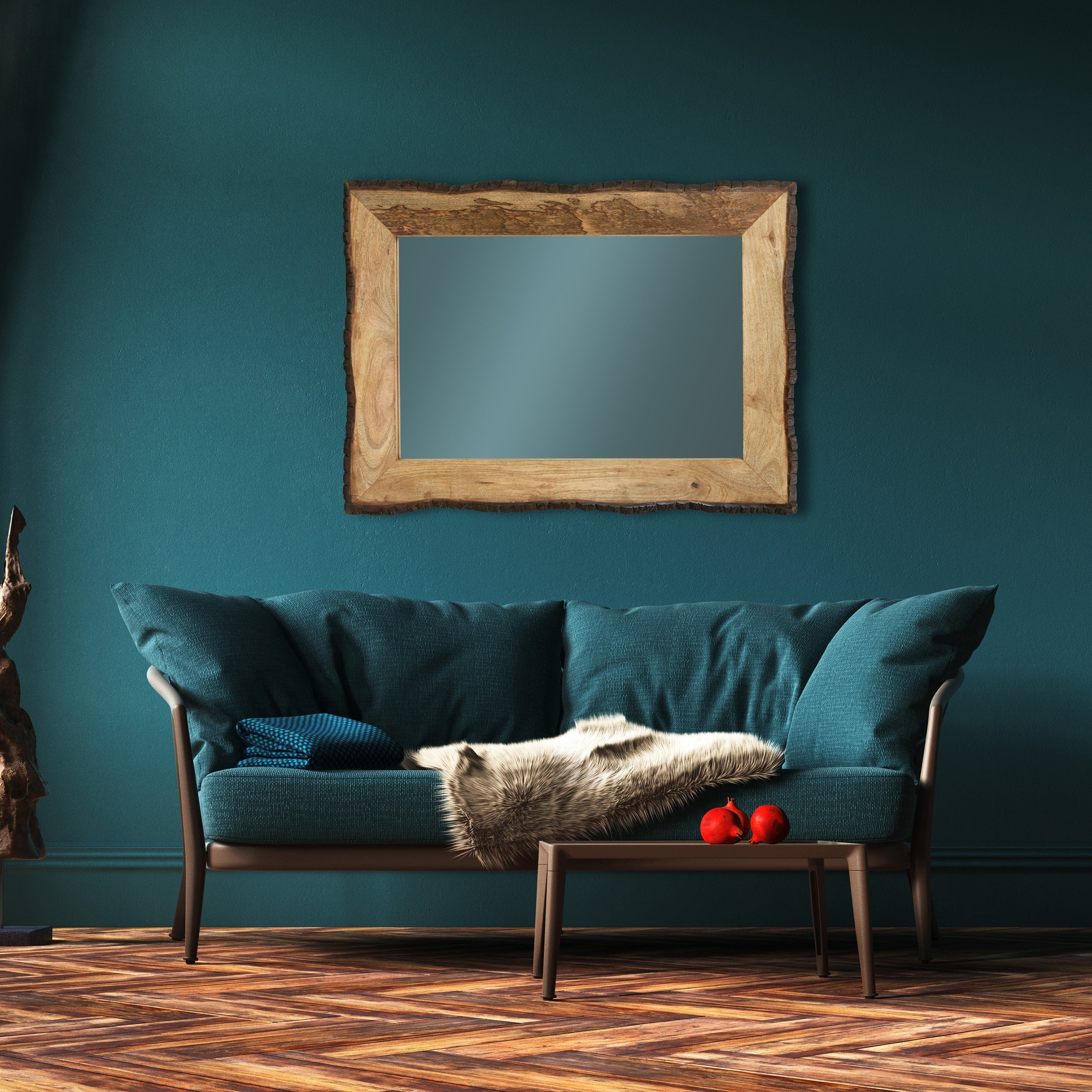 Miroir mural rectangulaire en bois et verre brun et beige Lamont River of Goods - 39 x 1,25 x 28