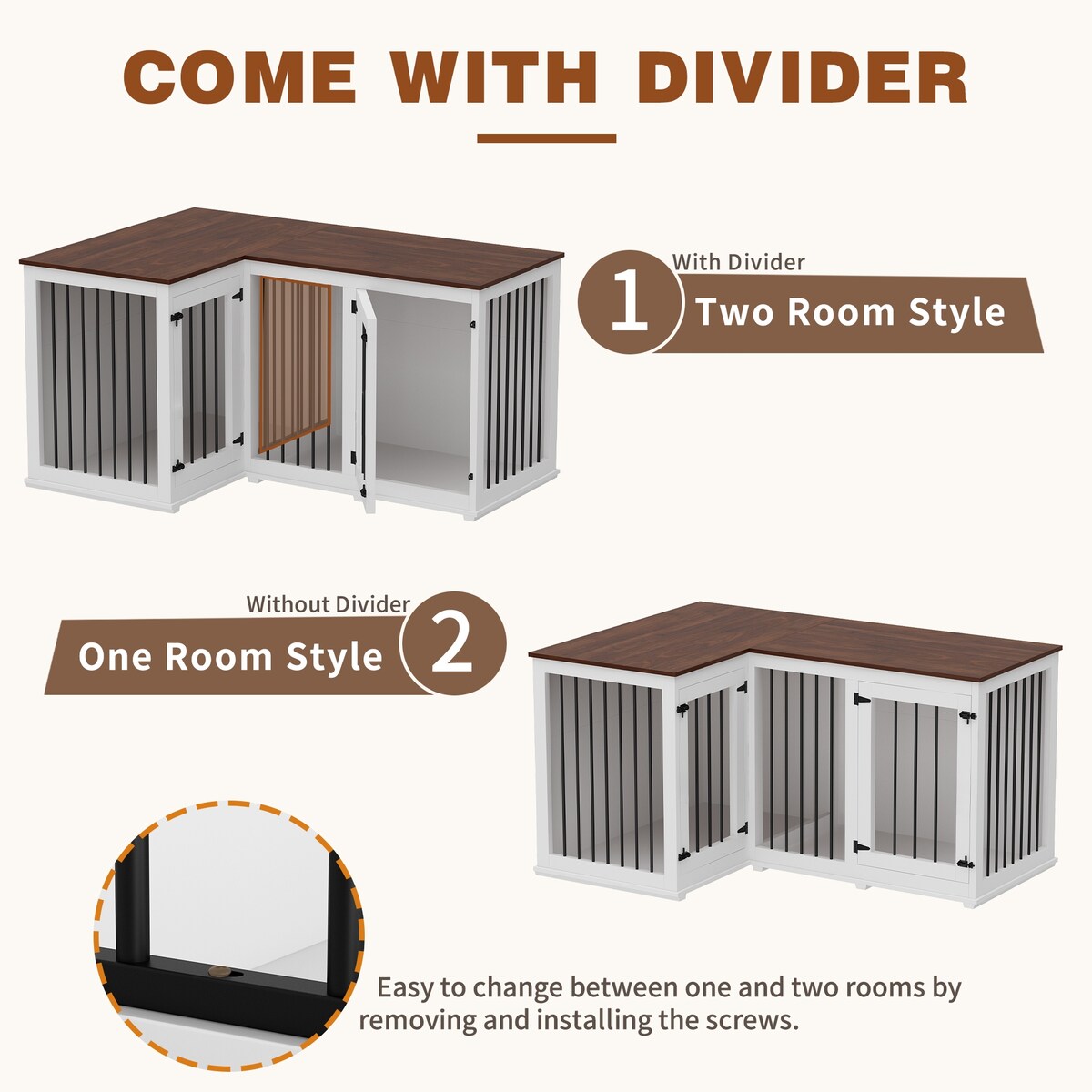 Cage d'angle pour 2 chiens, grande taille, en forme de L, 58,7 x 41,1 cm