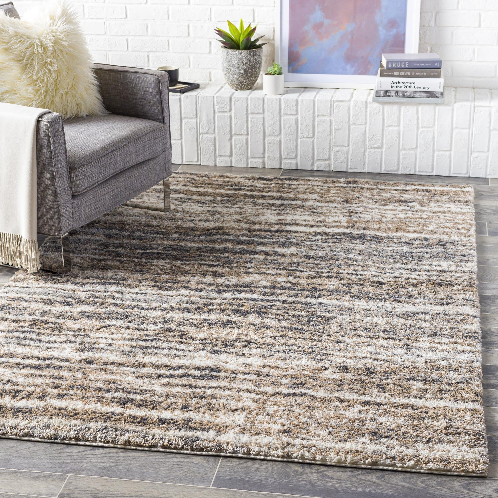 Tapis abstrait minimaliste Livabliss Aliyah Shag