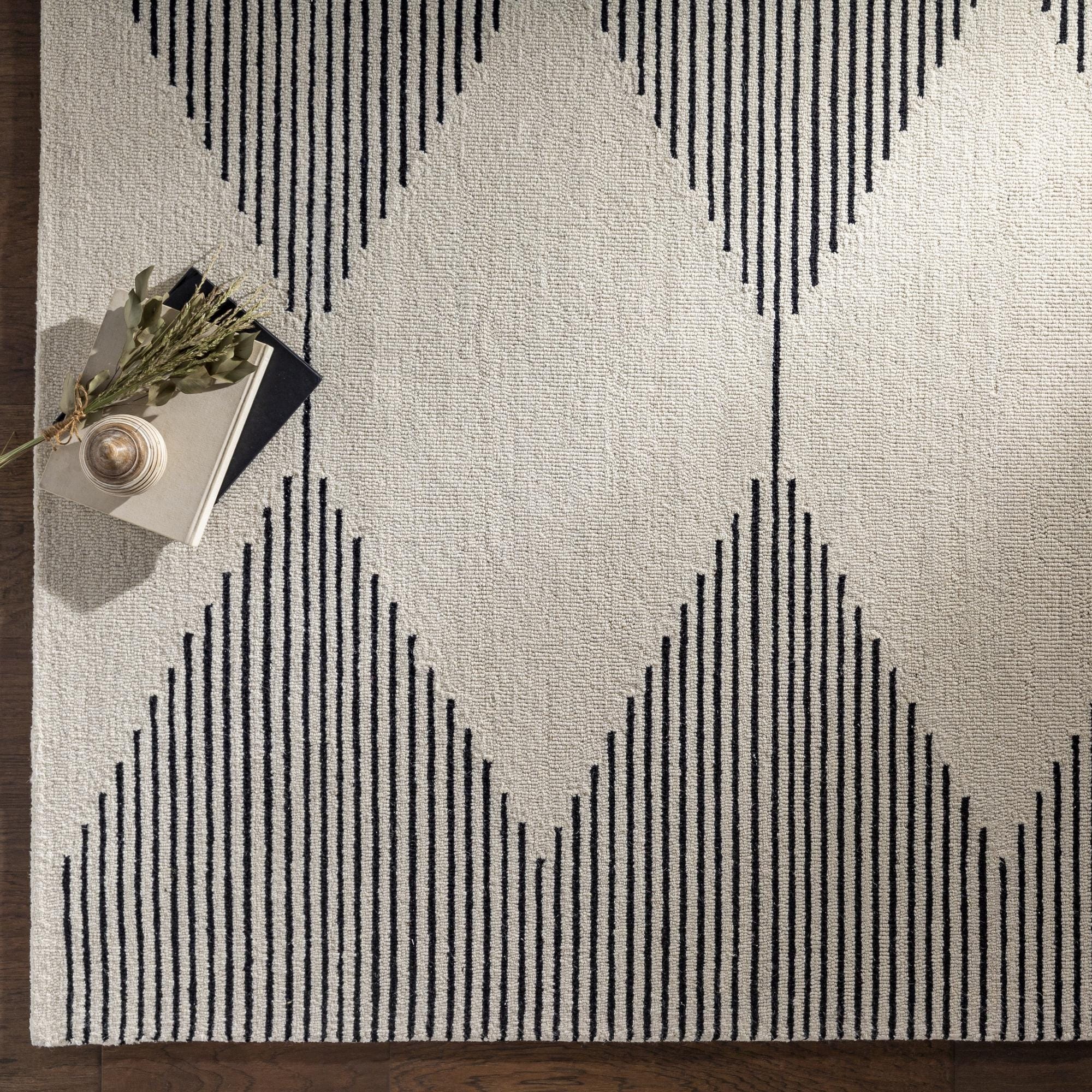 Tapis touffeté à la main minimaliste Livabliss Granada à motif losanges