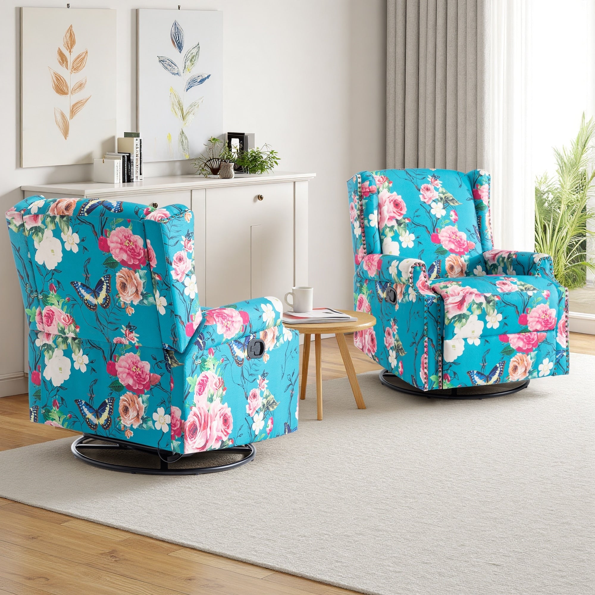 Ensemble de 2 fauteuils inclinables pivotants et coulissants de 29 po de largeur avec dossier à poussée manuelle