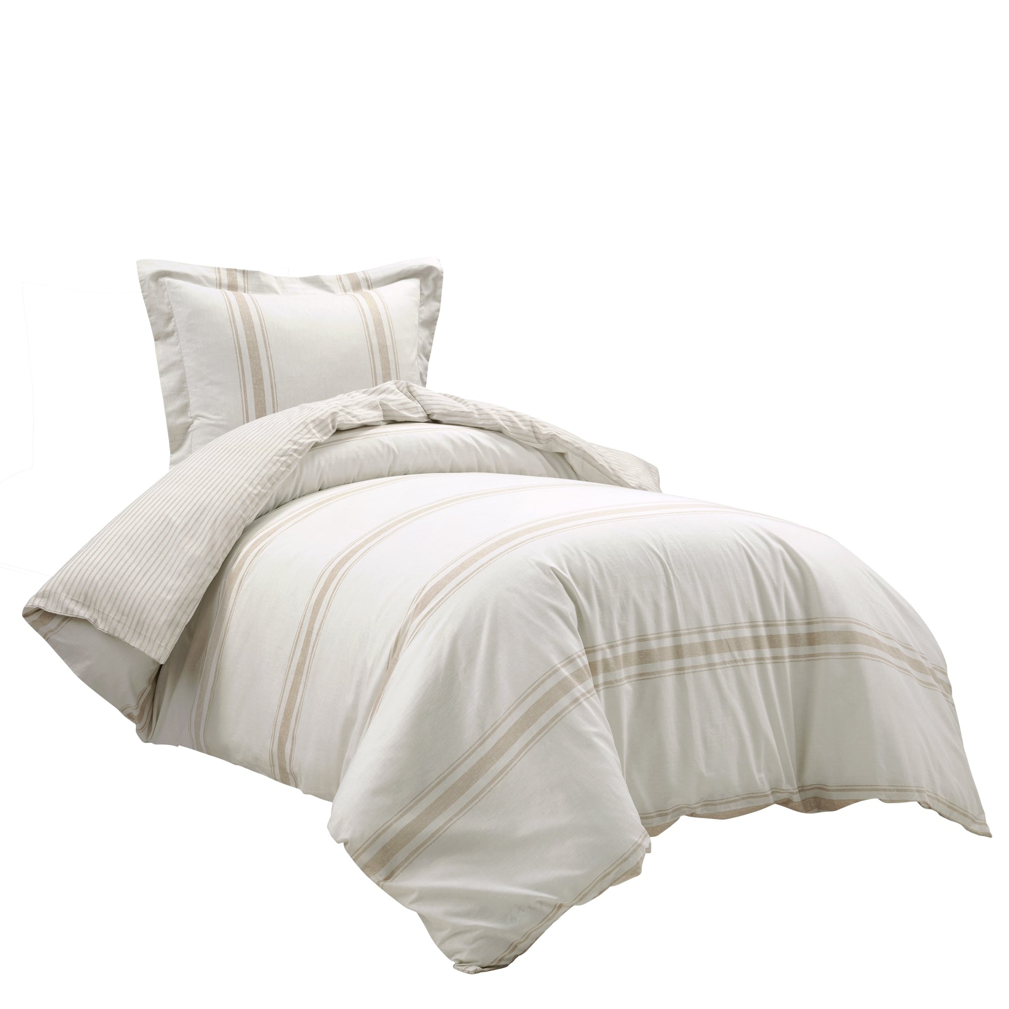 Ensemble housse de couette 3 pièces à rayures style ferme Lush Decor