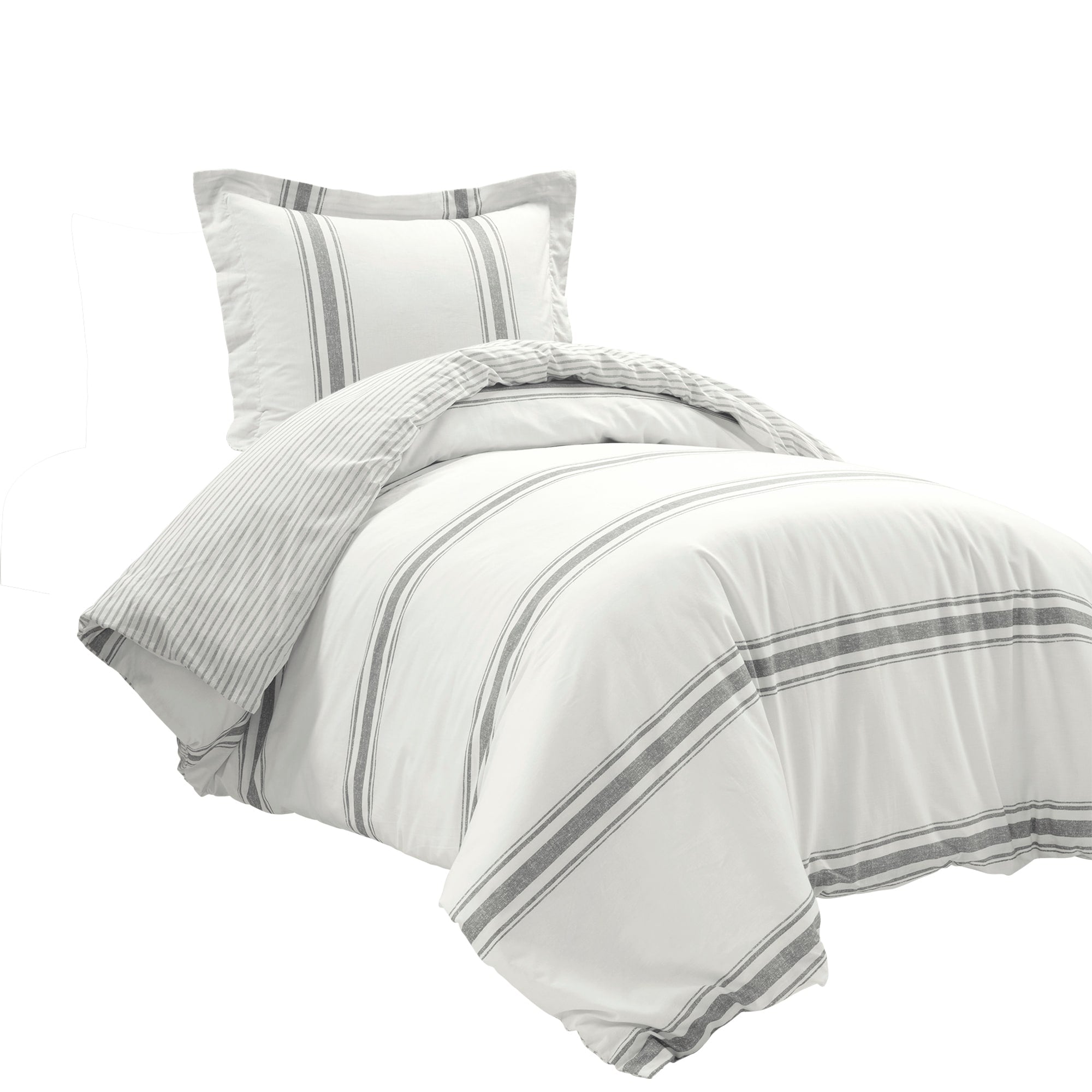 Ensemble housse de couette 3 pièces à rayures style ferme Lush Decor