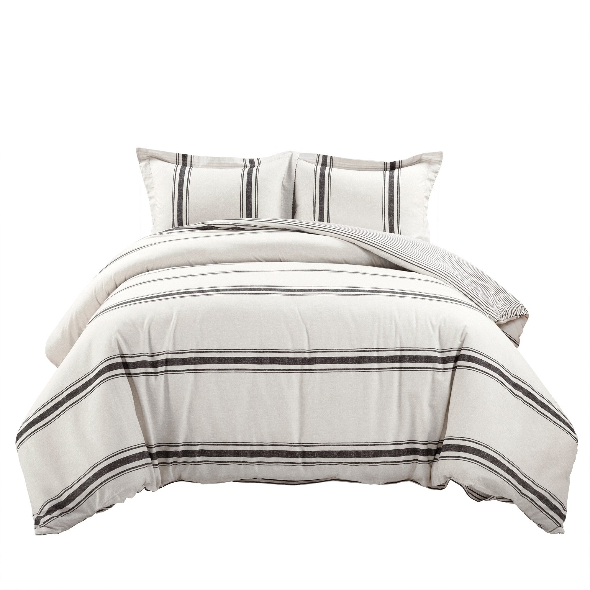 Ensemble housse de couette 3 pièces à rayures style ferme Lush Decor
