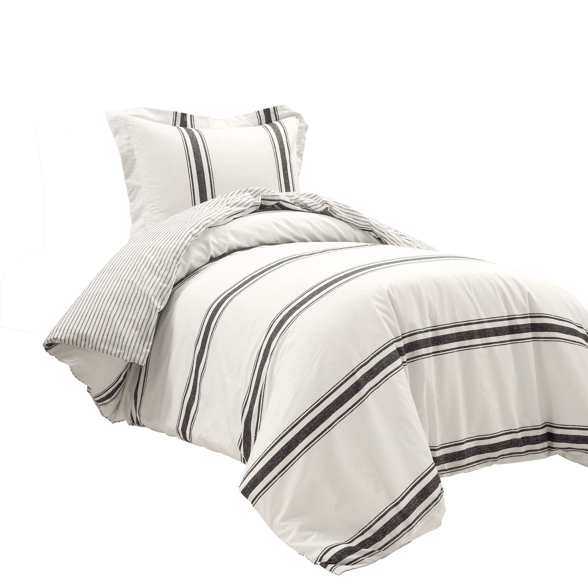 Ensemble housse de couette 3 pièces à rayures style ferme Lush Decor