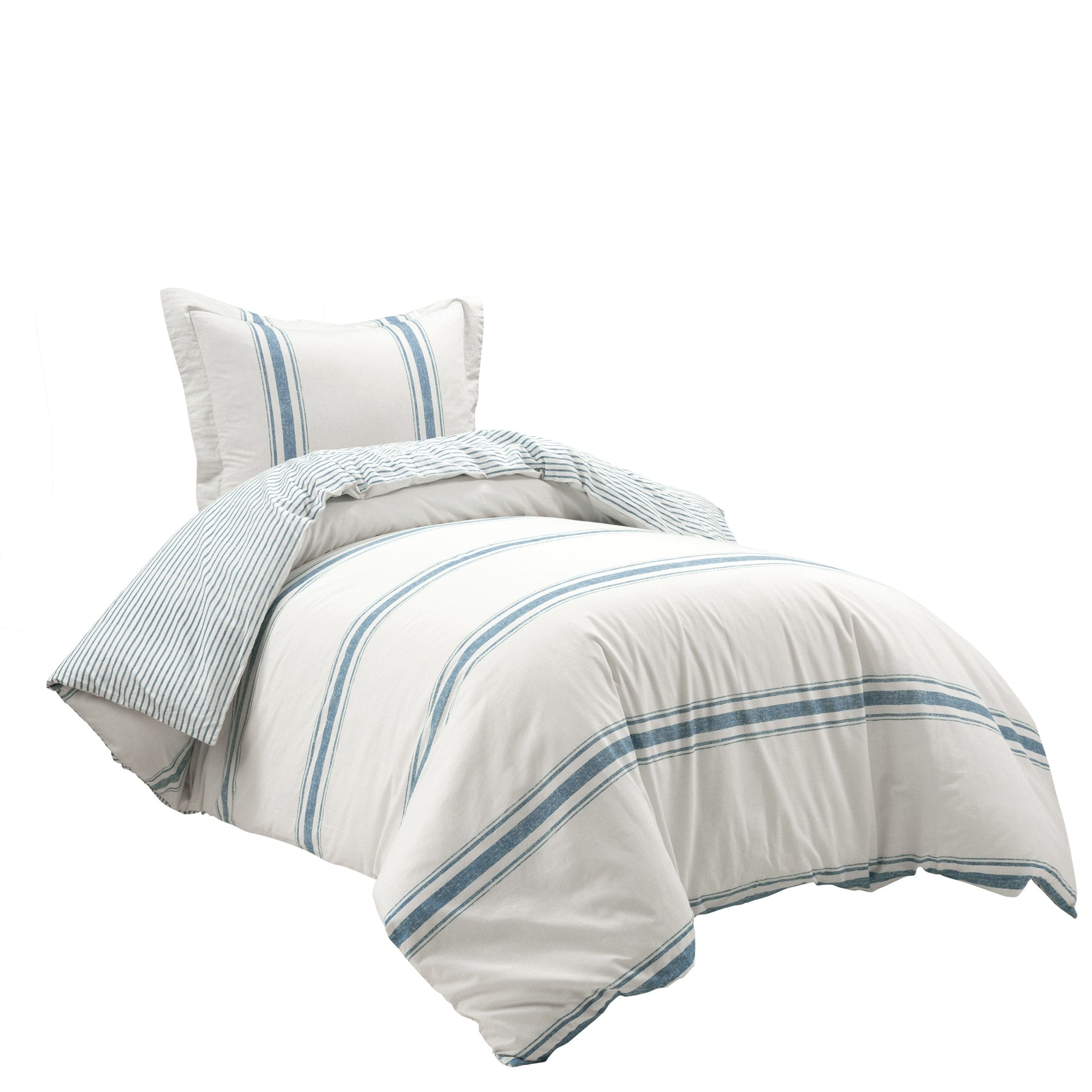 Ensemble housse de couette 3 pièces à rayures style ferme Lush Decor