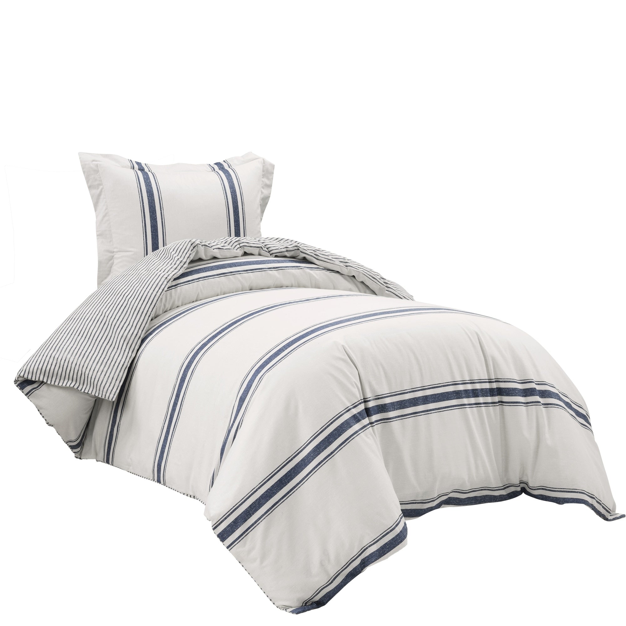 Ensemble housse de couette 3 pièces à rayures style ferme Lush Decor