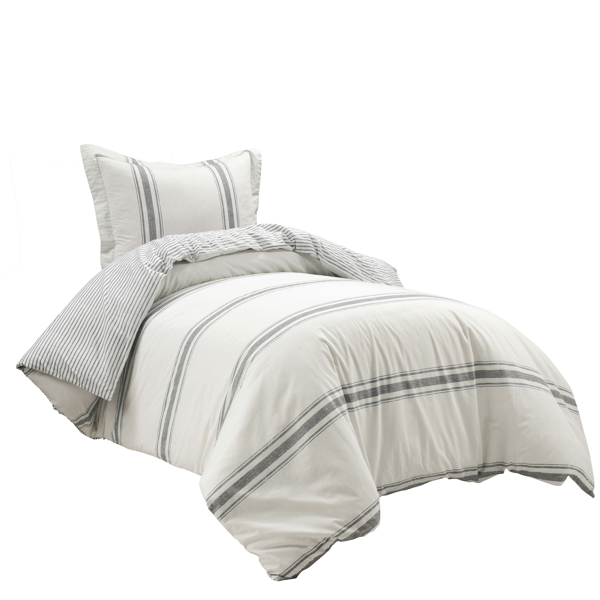 Ensemble housse de couette 3 pièces à rayures style ferme Lush Decor