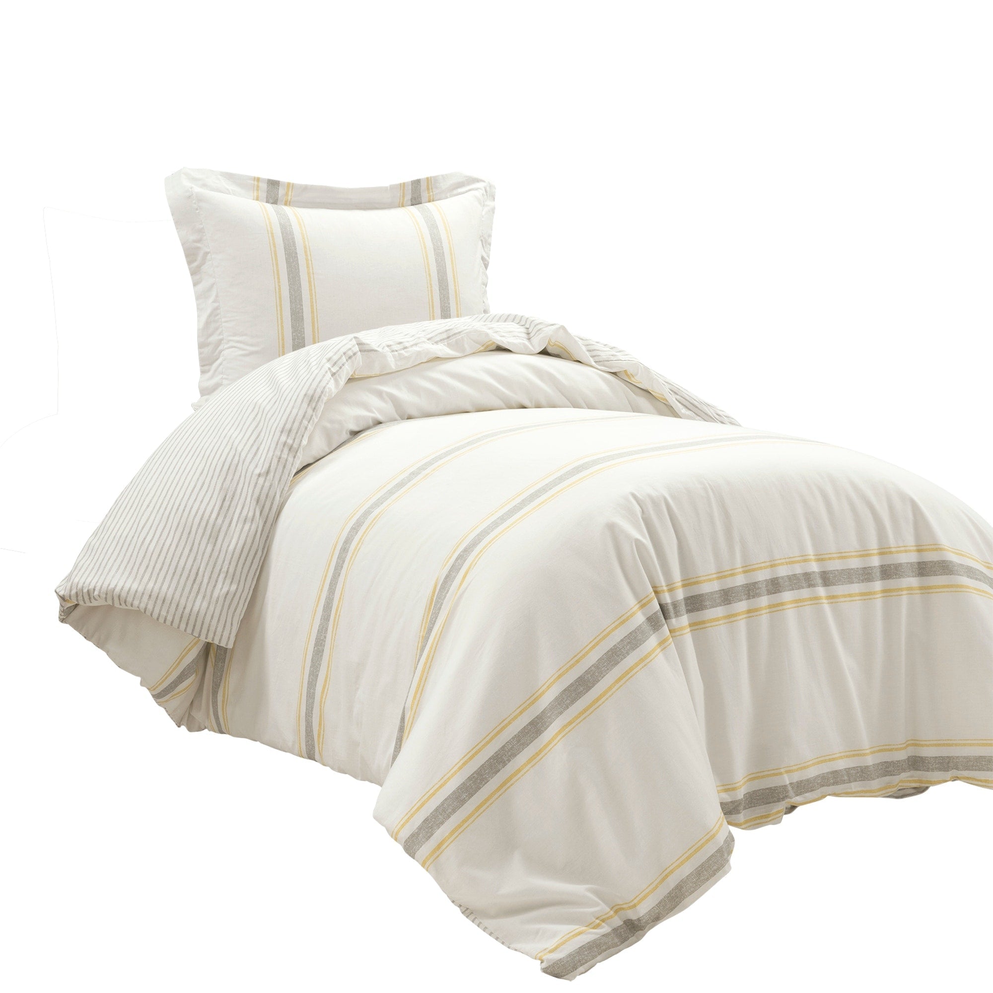 Ensemble housse de couette 3 pièces à rayures style ferme Lush Decor
