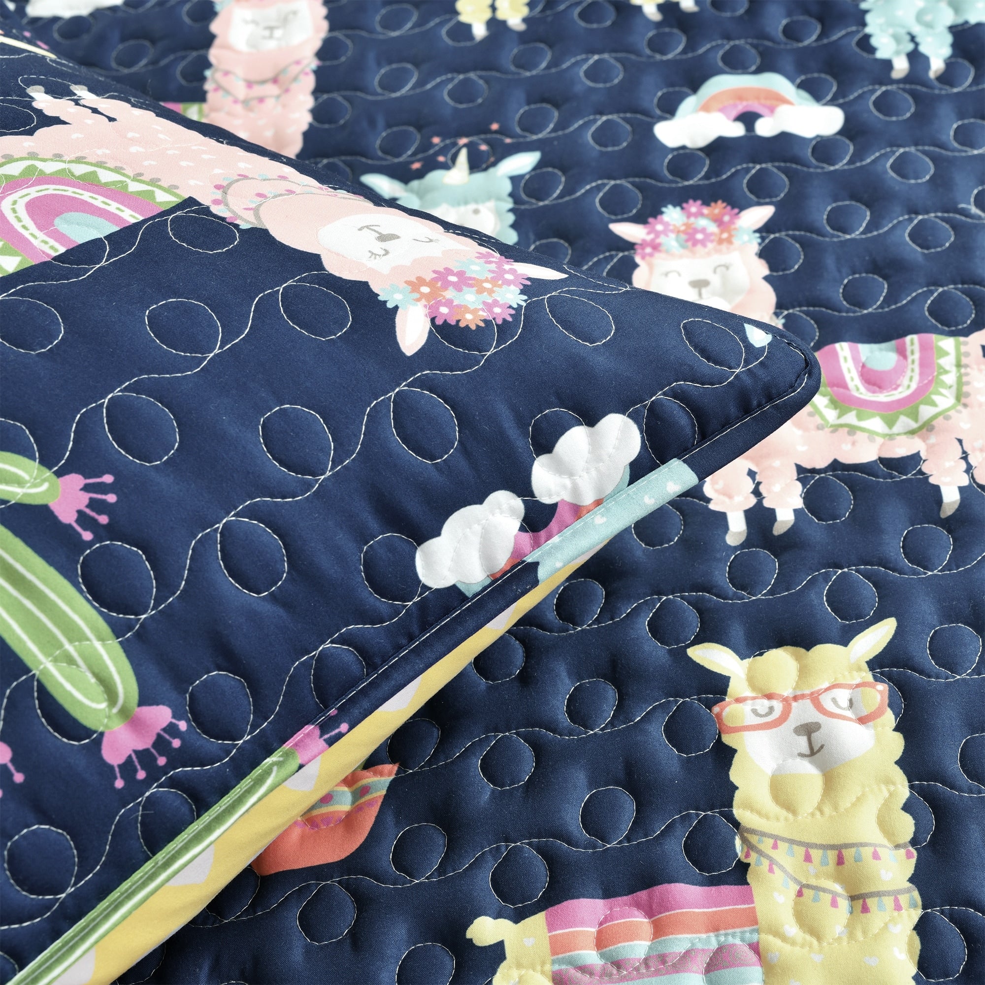 Ensemble de courtepointe réversible à imprimé cactus lama du sud-ouest de Lush Decor