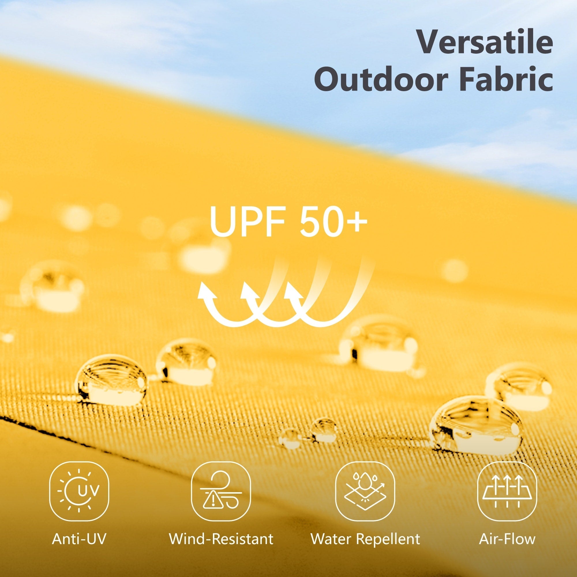 MAISON ARTS Parasol de marché extérieur rectangulaire à manivelle double face de 15 pieds Parasol de patio éclairé par LED solaire avec base incluse