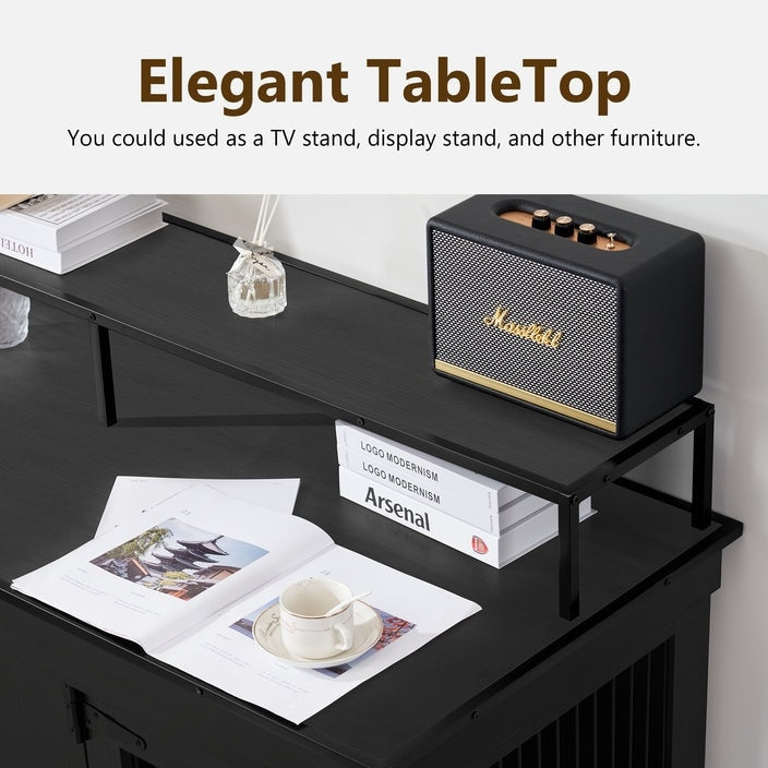 Meuble TV pour cage à chien Mcombo, grand format, niche en bois avec doubles portes, modèle 1861