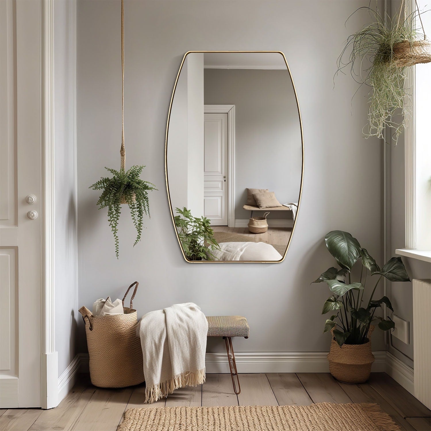 Miroir mural oblong en métal MacLuu