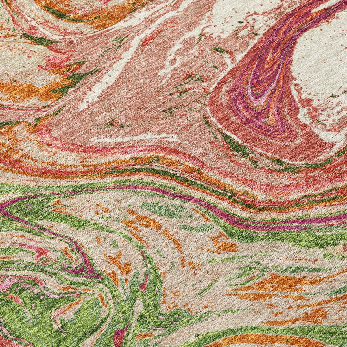 Tapis Chantille abstrait à motifs de coups de pinceau, lavable en machine, pour intérieur et extérieur