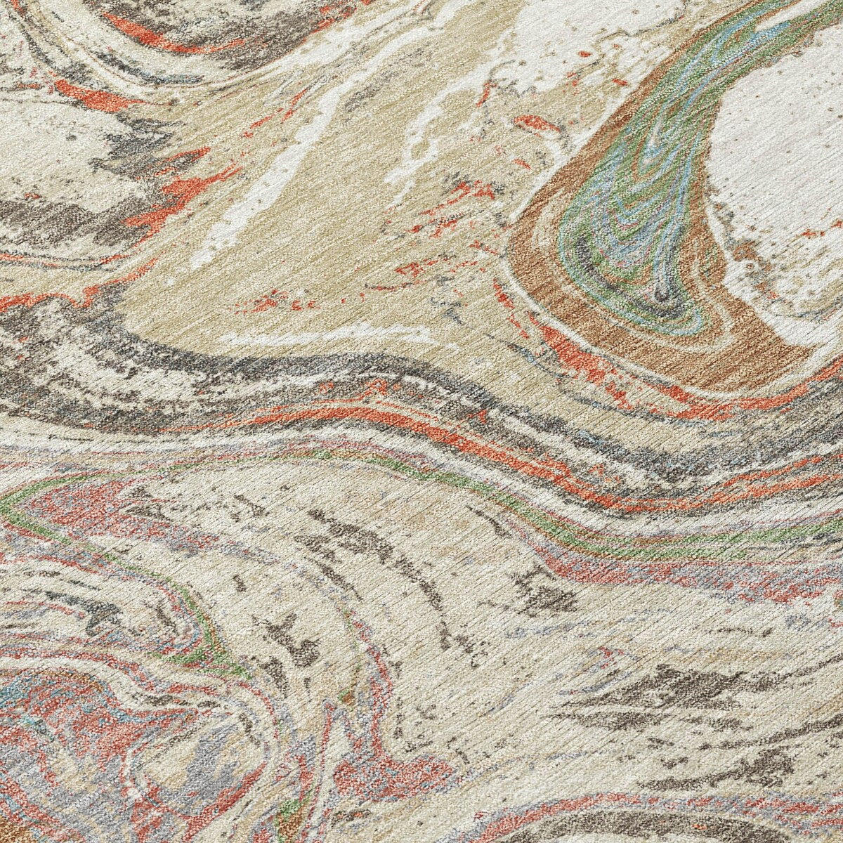 Tapis Chantille abstrait à motifs de coups de pinceau, lavable en machine, pour intérieur et extérieur