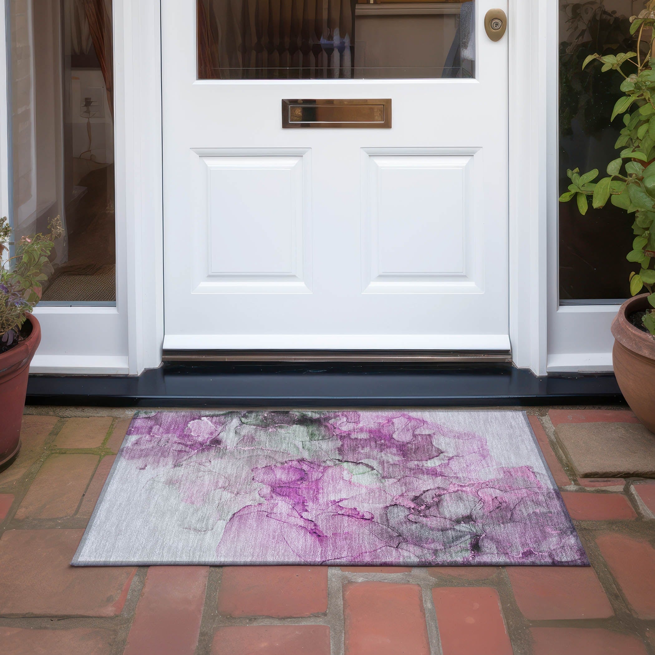 Tapis Chantille abstrait lavable en machine pour intérieur/extérieur