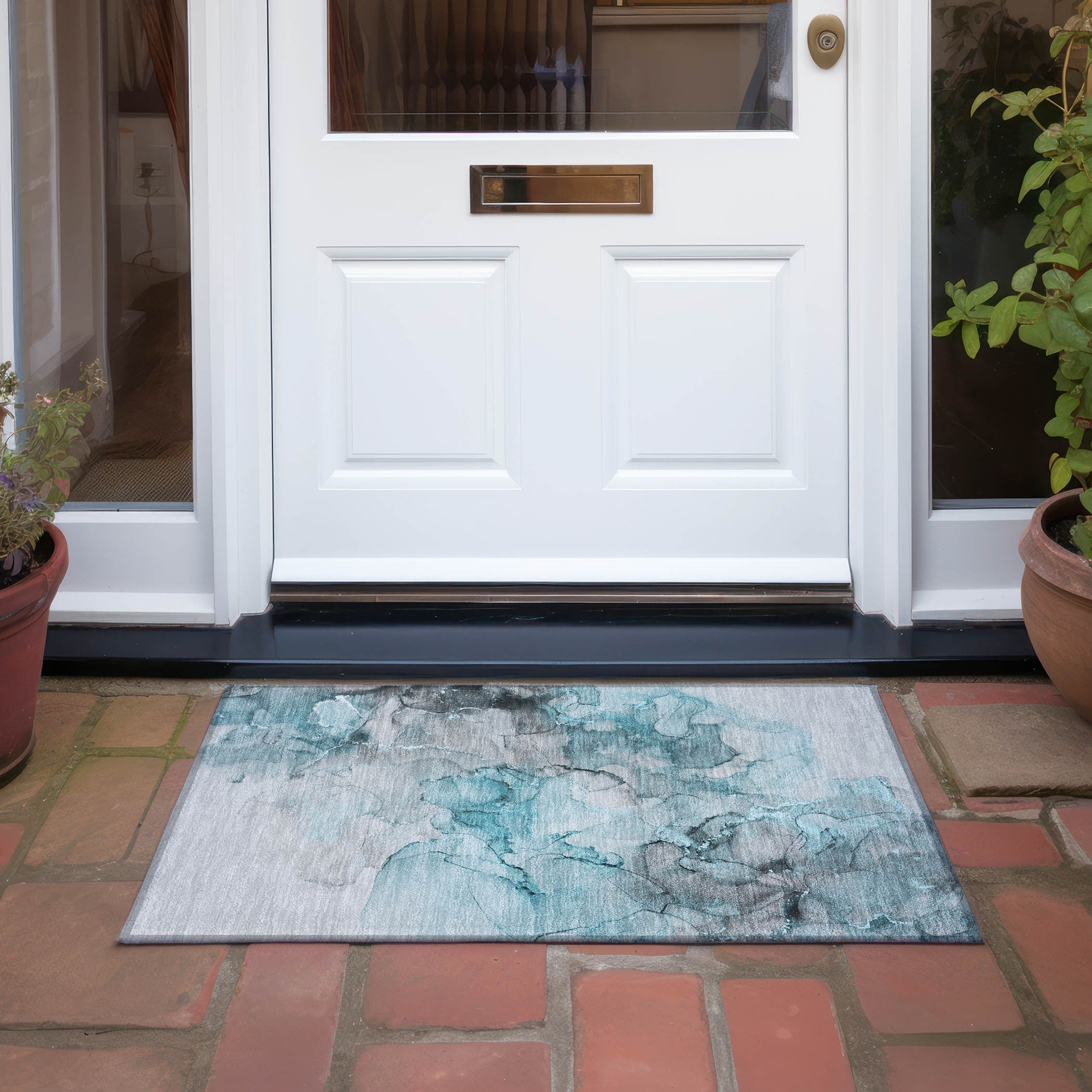 Tapis Chantille abstrait lavable en machine pour intérieur/extérieur