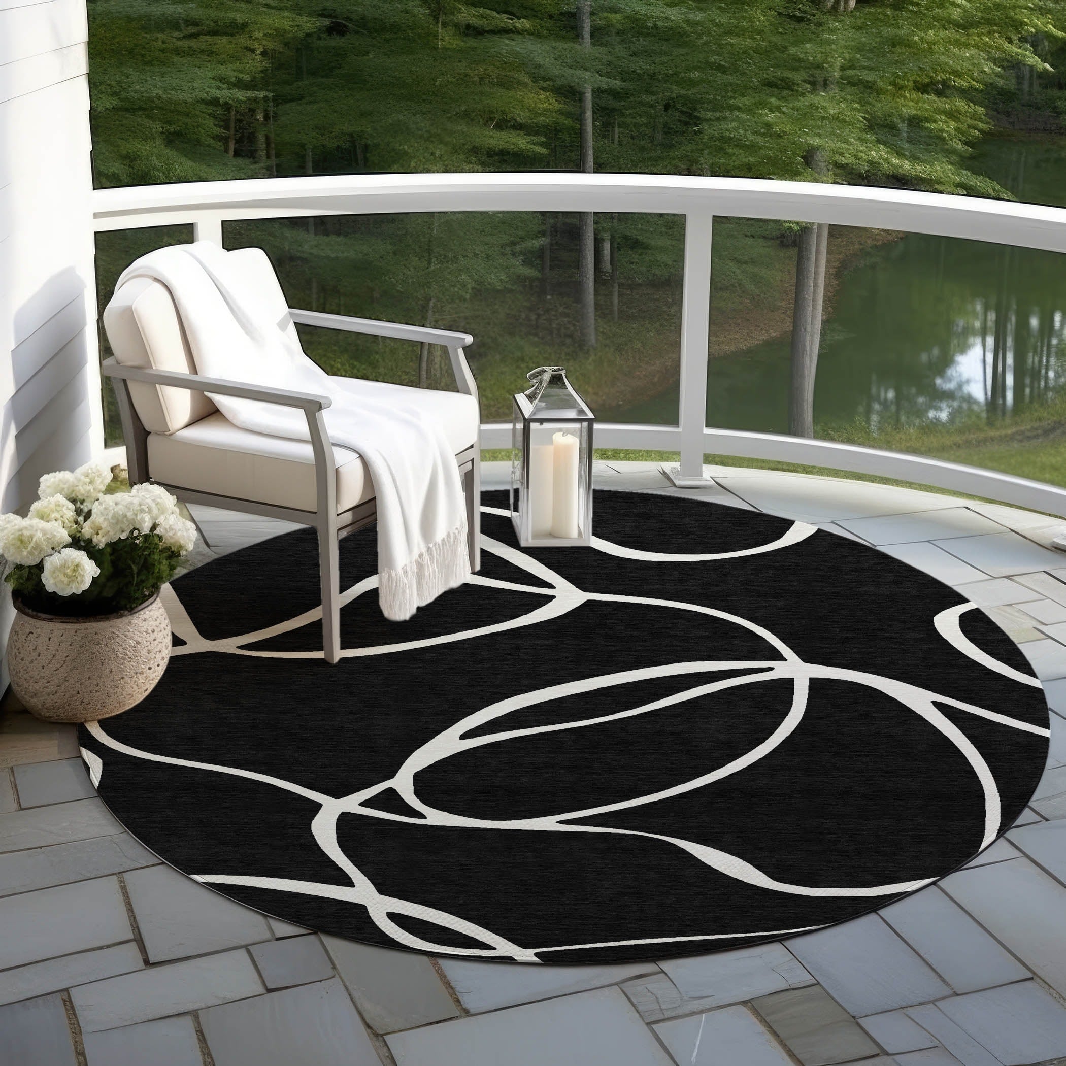 Tapis Chantille moderne abstrait lavable en machine pour intérieur/extérieur