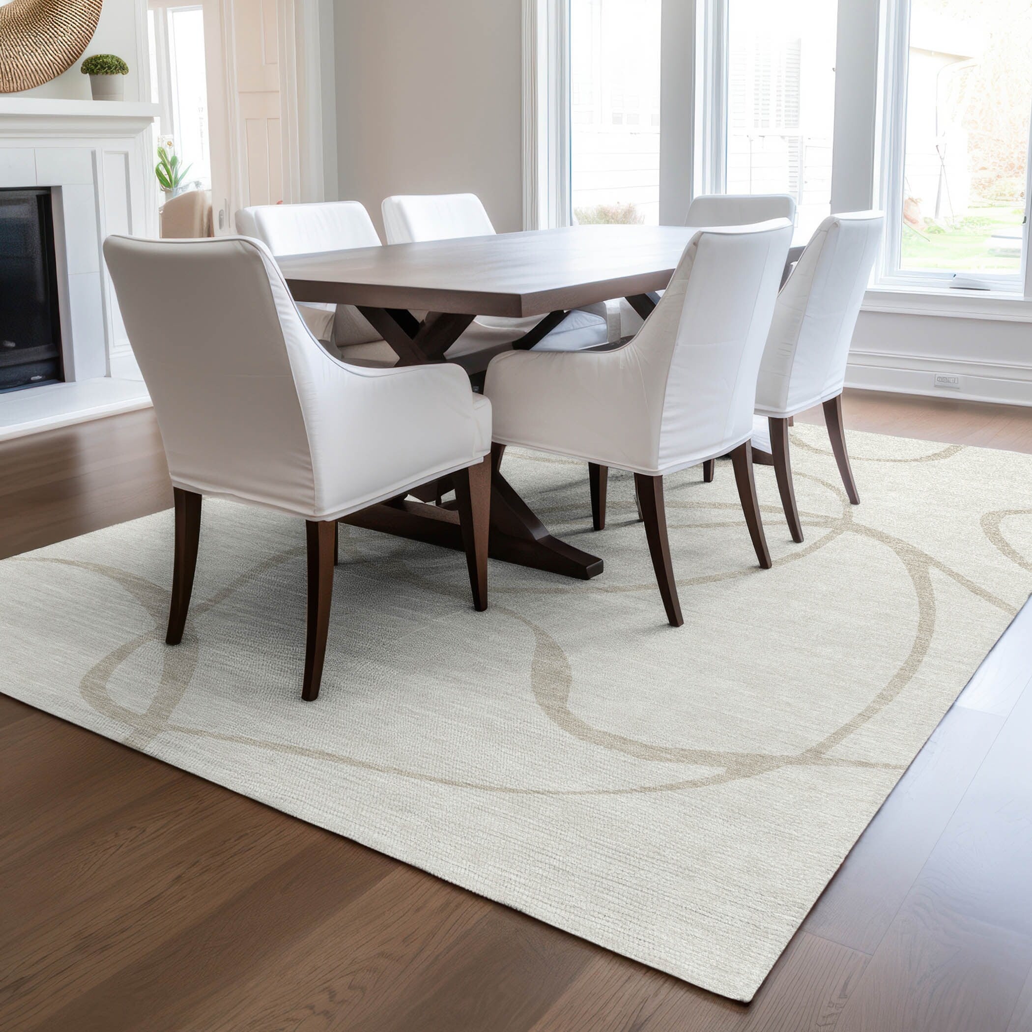 Tapis Chantille moderne abstrait lavable en machine pour intérieur/extérieur