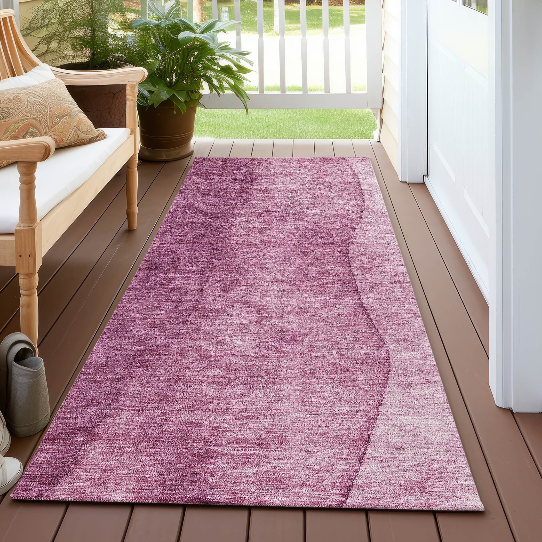 Tapis contemporain Chantille ombré lavable en machine pour intérieur/extérieur