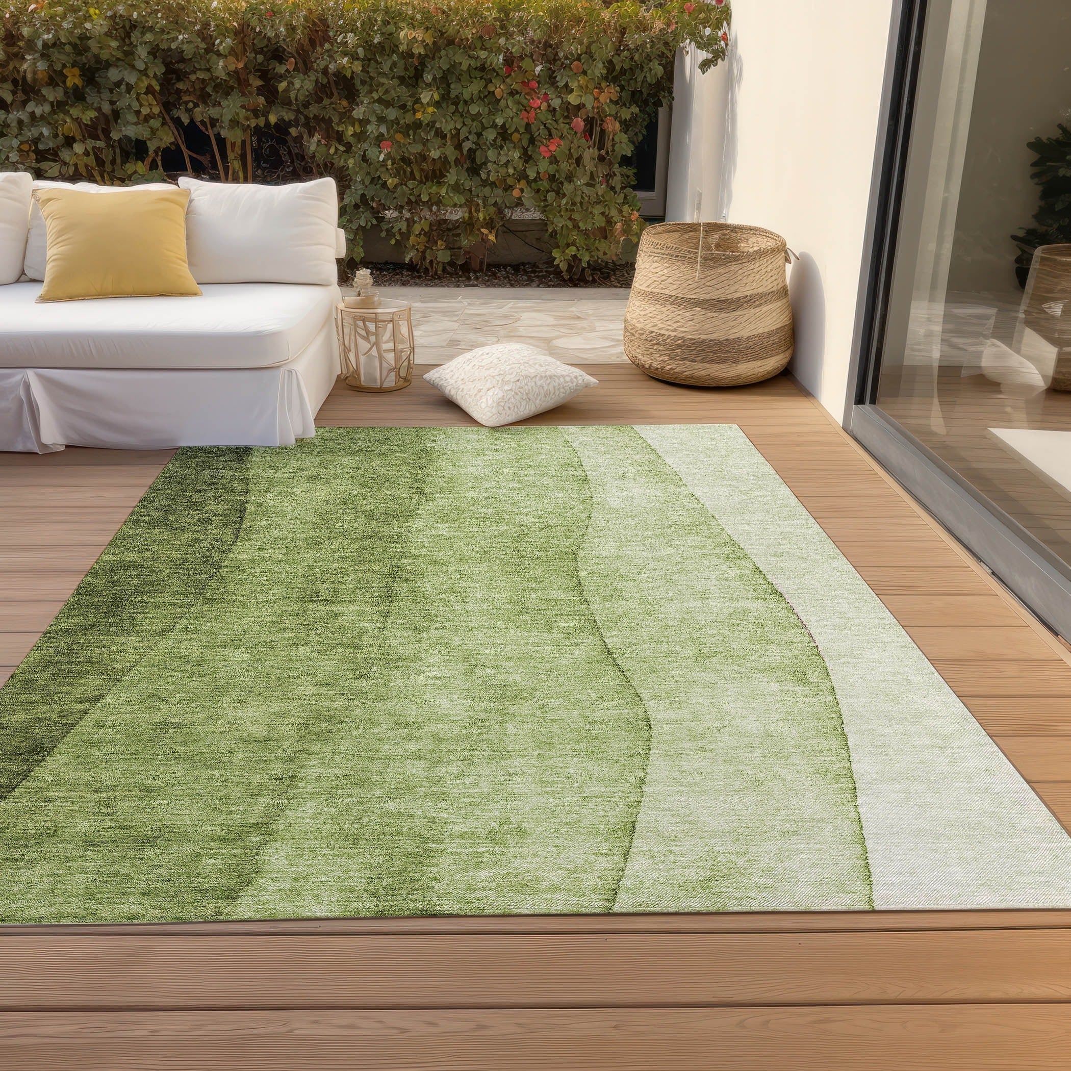Tapis contemporain Chantille ombré lavable en machine pour intérieur/extérieur