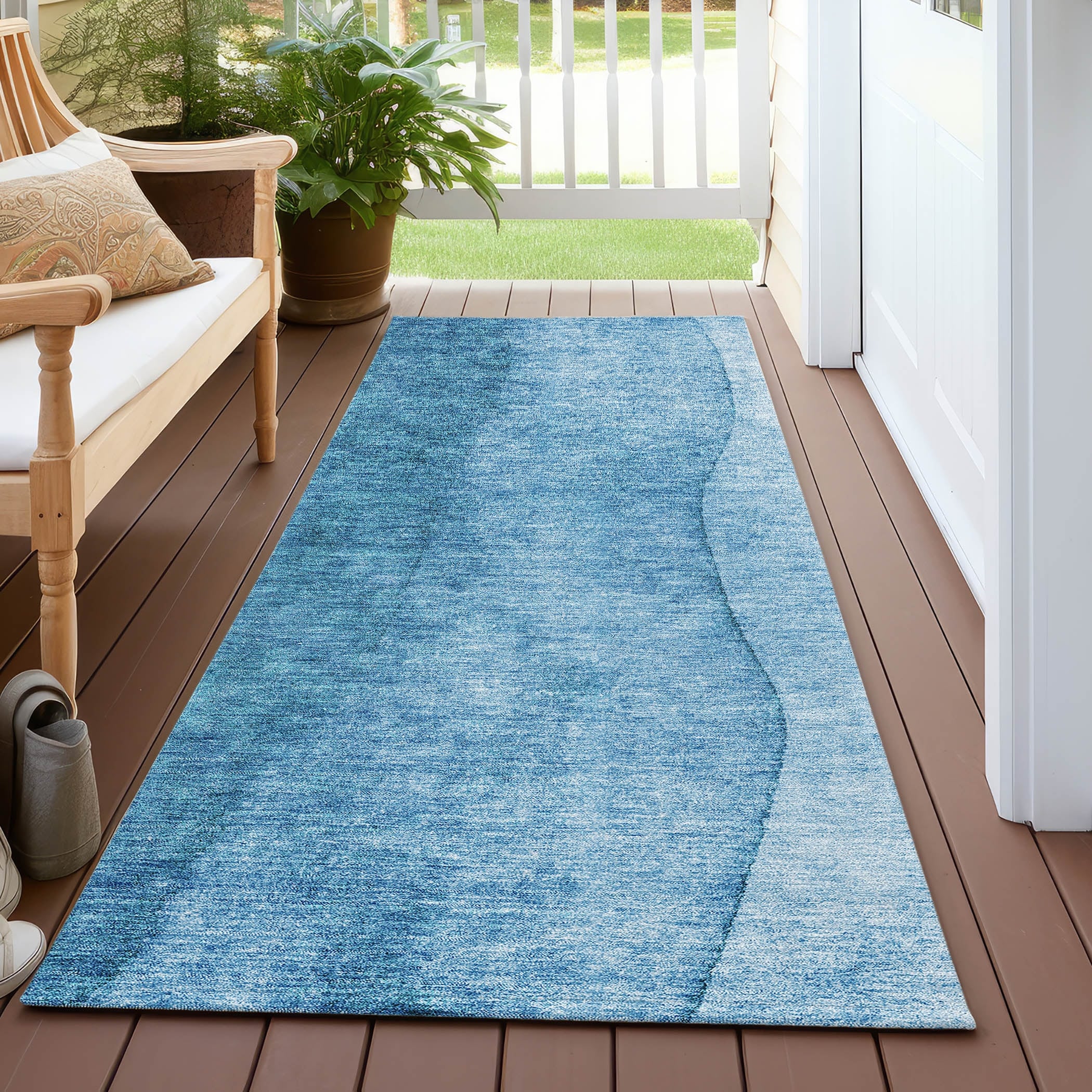 Tapis contemporain Chantille ombré lavable en machine pour intérieur/extérieur