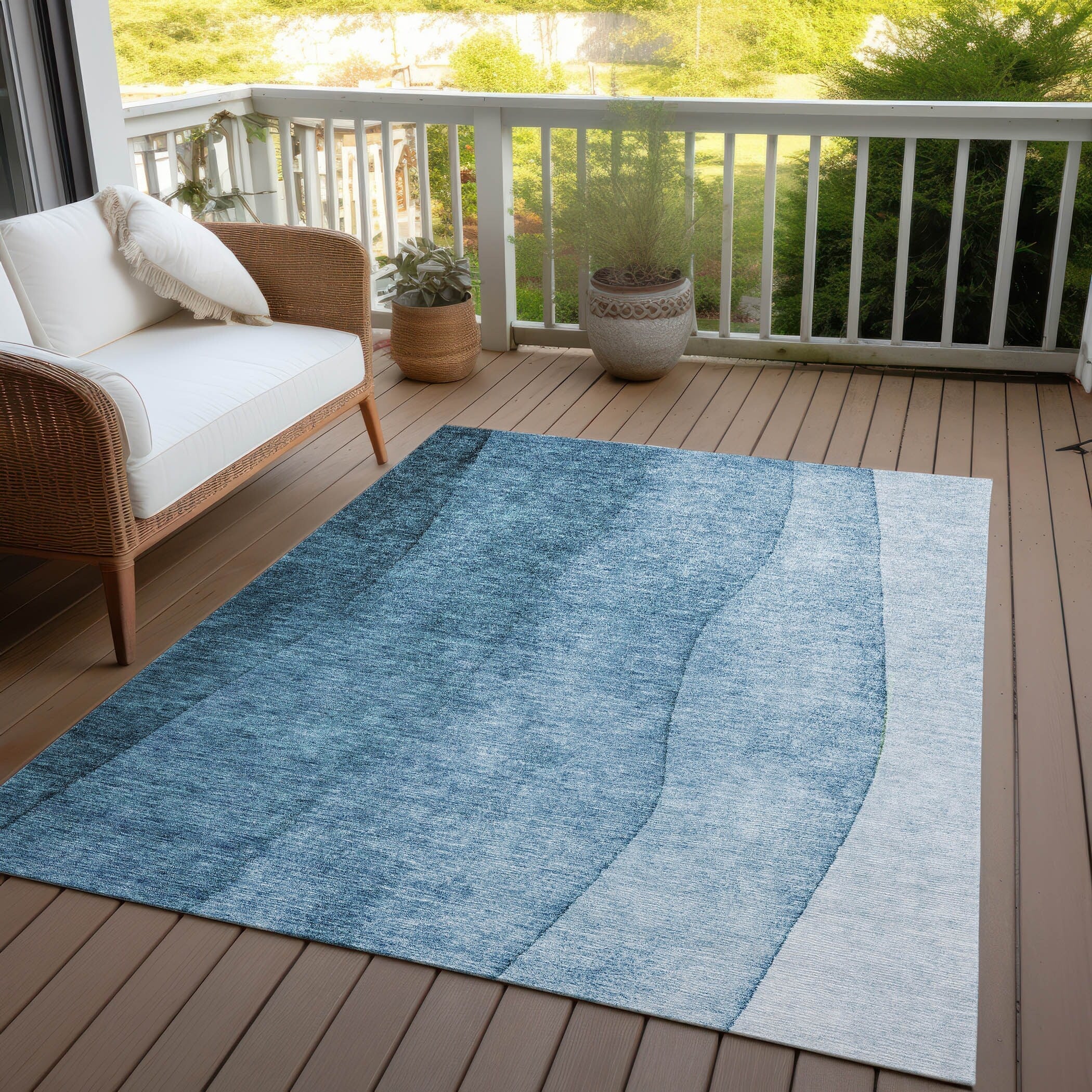 Tapis contemporain Chantille ombré lavable en machine pour intérieur/extérieur