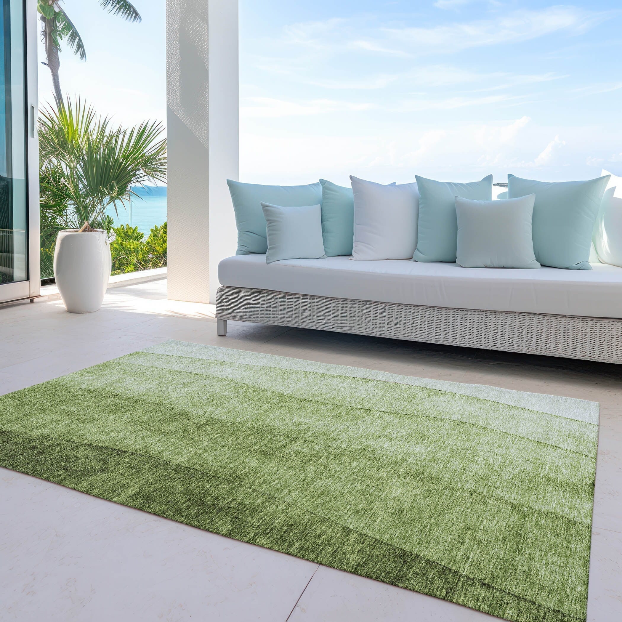Tapis contemporain Chantille ombré lavable en machine pour intérieur/extérieur