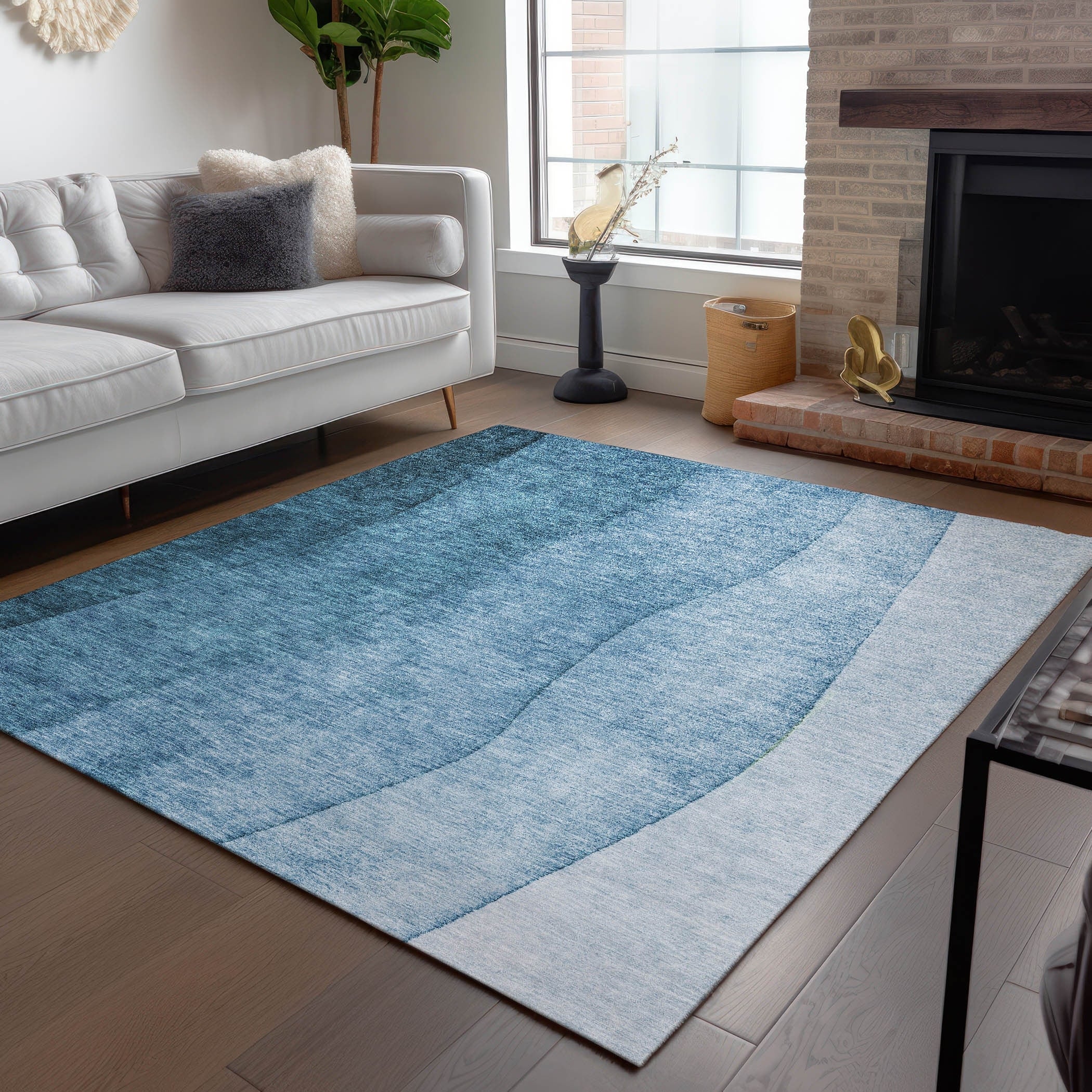 Tapis contemporain Chantille ombré lavable en machine pour intérieur/extérieur
