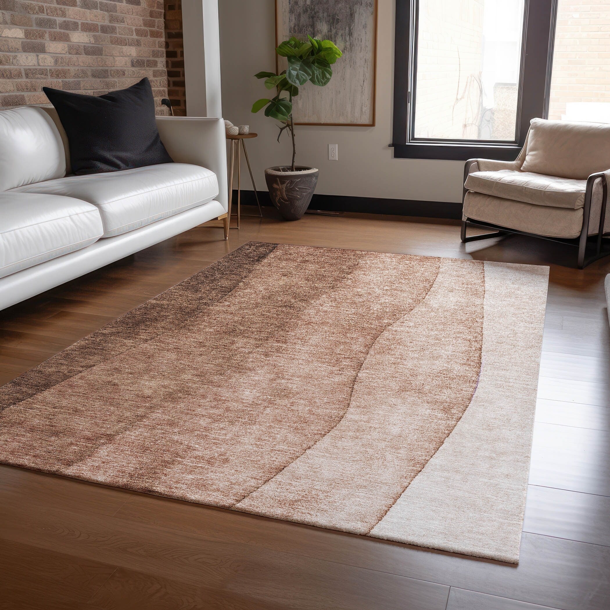 Tapis contemporain Chantille ombré lavable en machine pour intérieur/extérieur