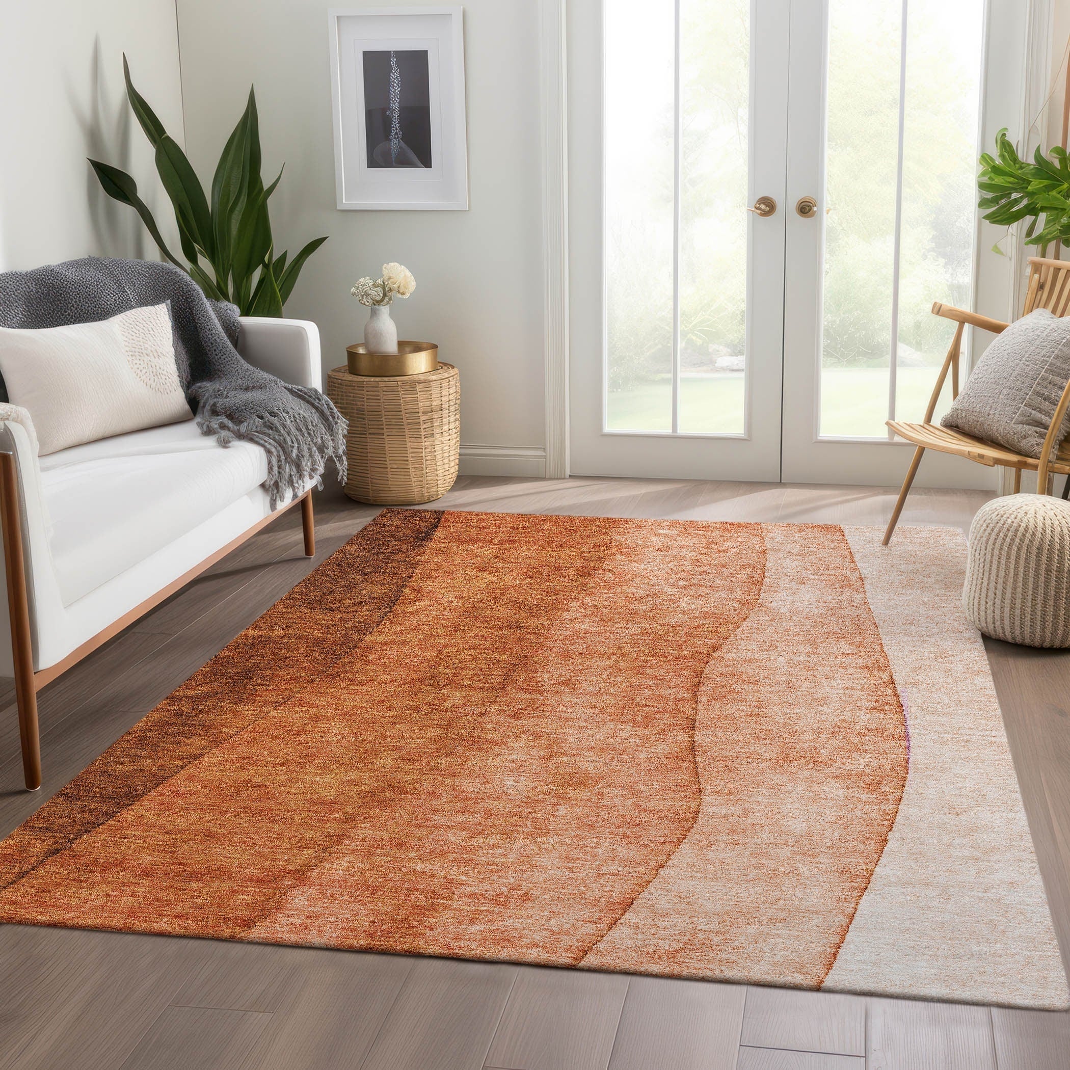 Tapis contemporain Chantille ombré lavable en machine pour intérieur/extérieur