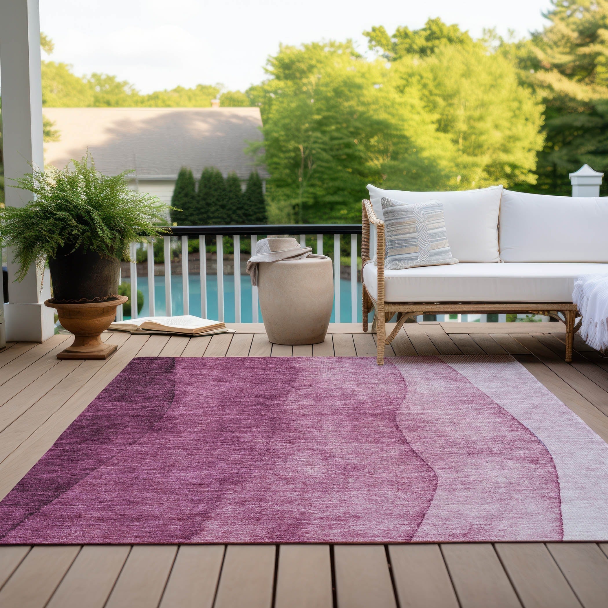 Tapis contemporain Chantille ombré lavable en machine pour intérieur/extérieur
