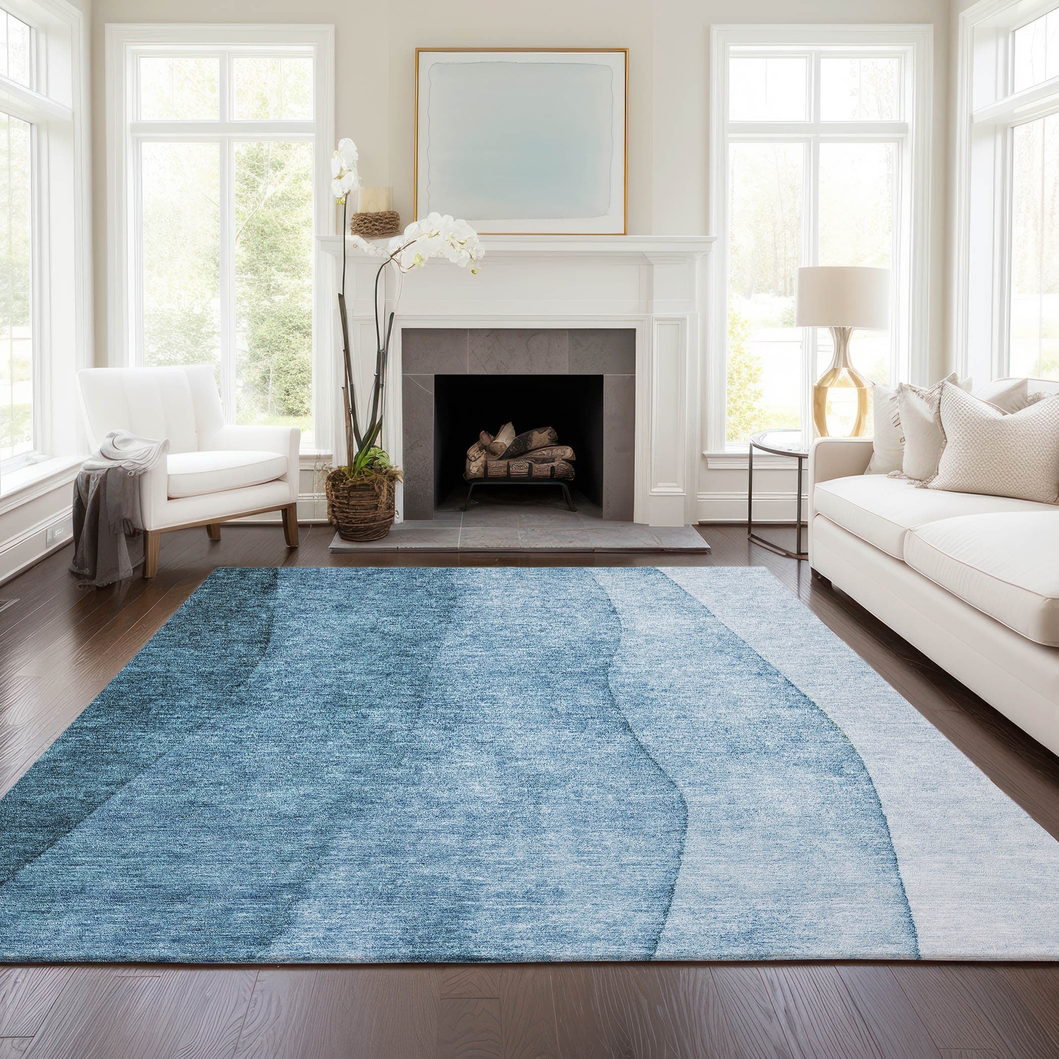 Tapis contemporain Chantille ombré lavable en machine pour intérieur/extérieur
