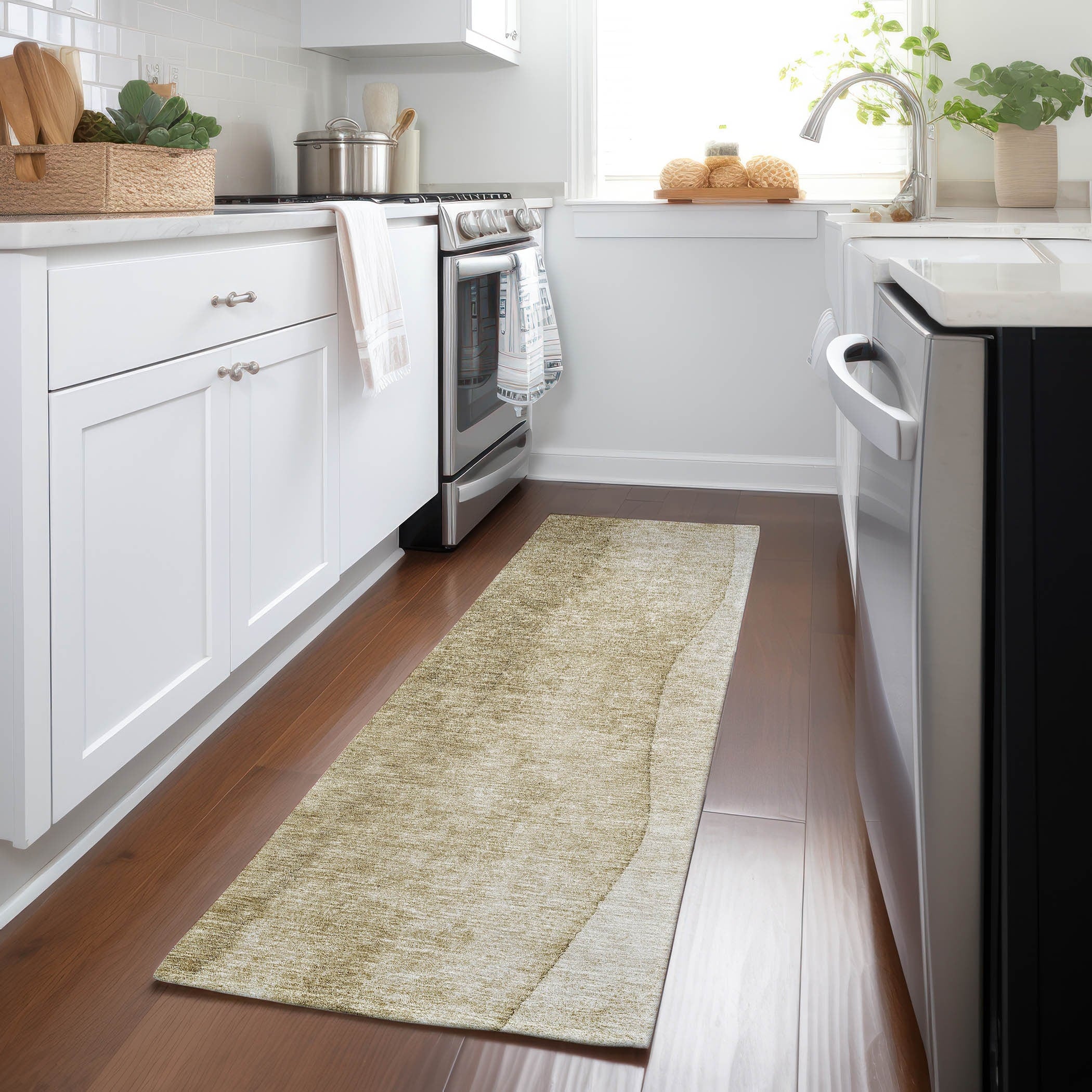 Tapis contemporain Chantille ombré lavable en machine pour intérieur/extérieur