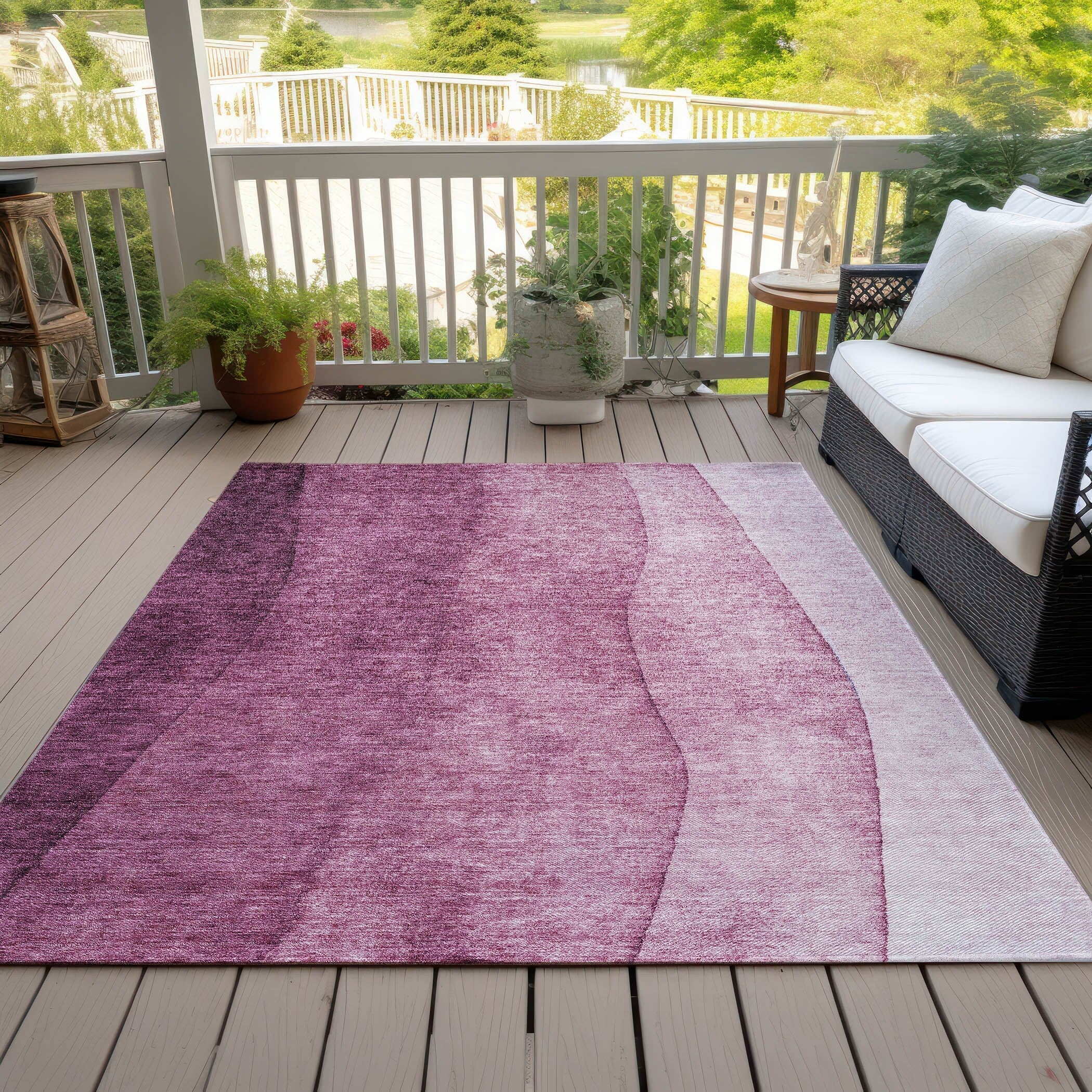 Tapis contemporain Chantille ombré lavable en machine pour intérieur/extérieur