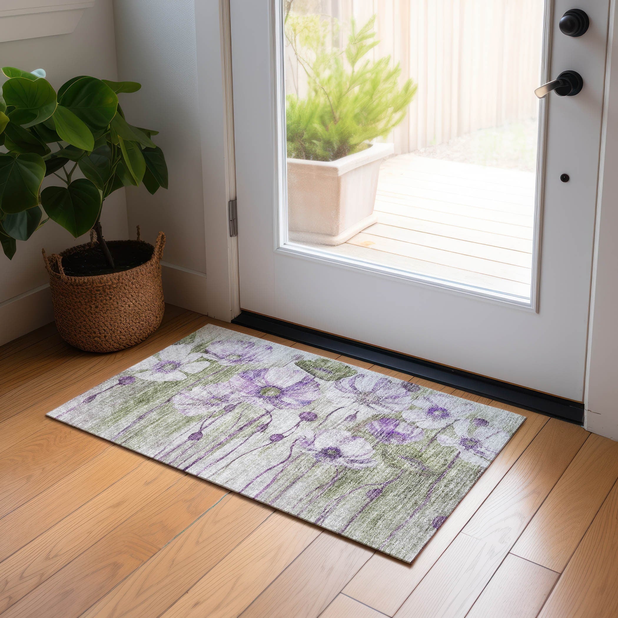 Tapis floral moderne Chantille lavable en machine pour intérieur/extérieur