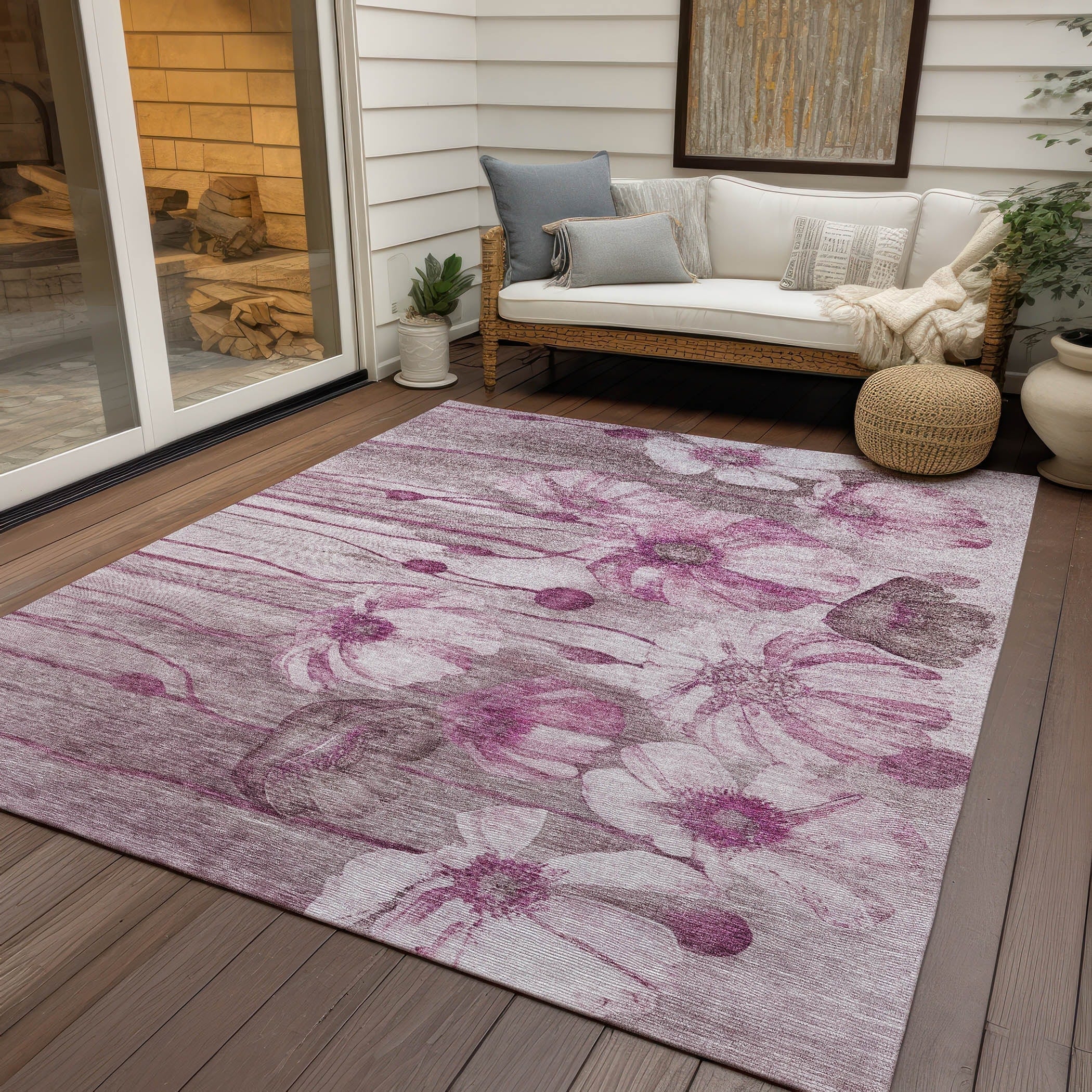 Tapis floral moderne Chantille lavable en machine pour intérieur/extérieur