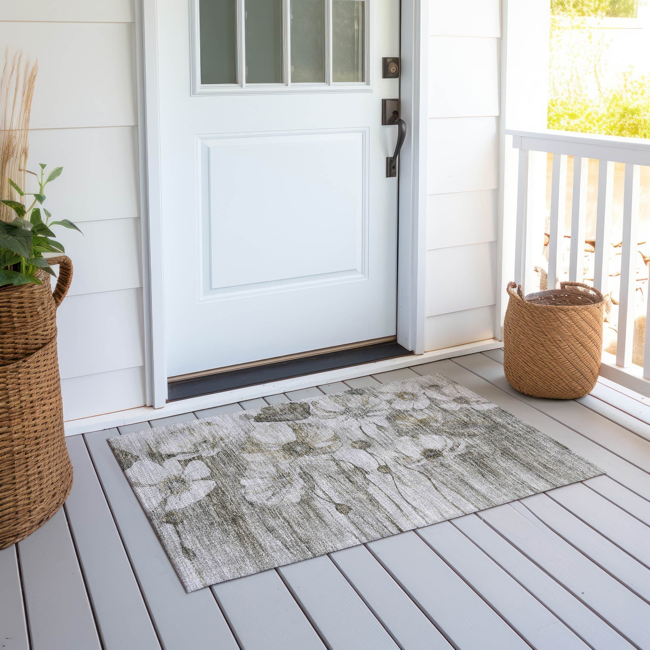 Tapis floral moderne Chantille lavable en machine pour intérieur/extérieur
